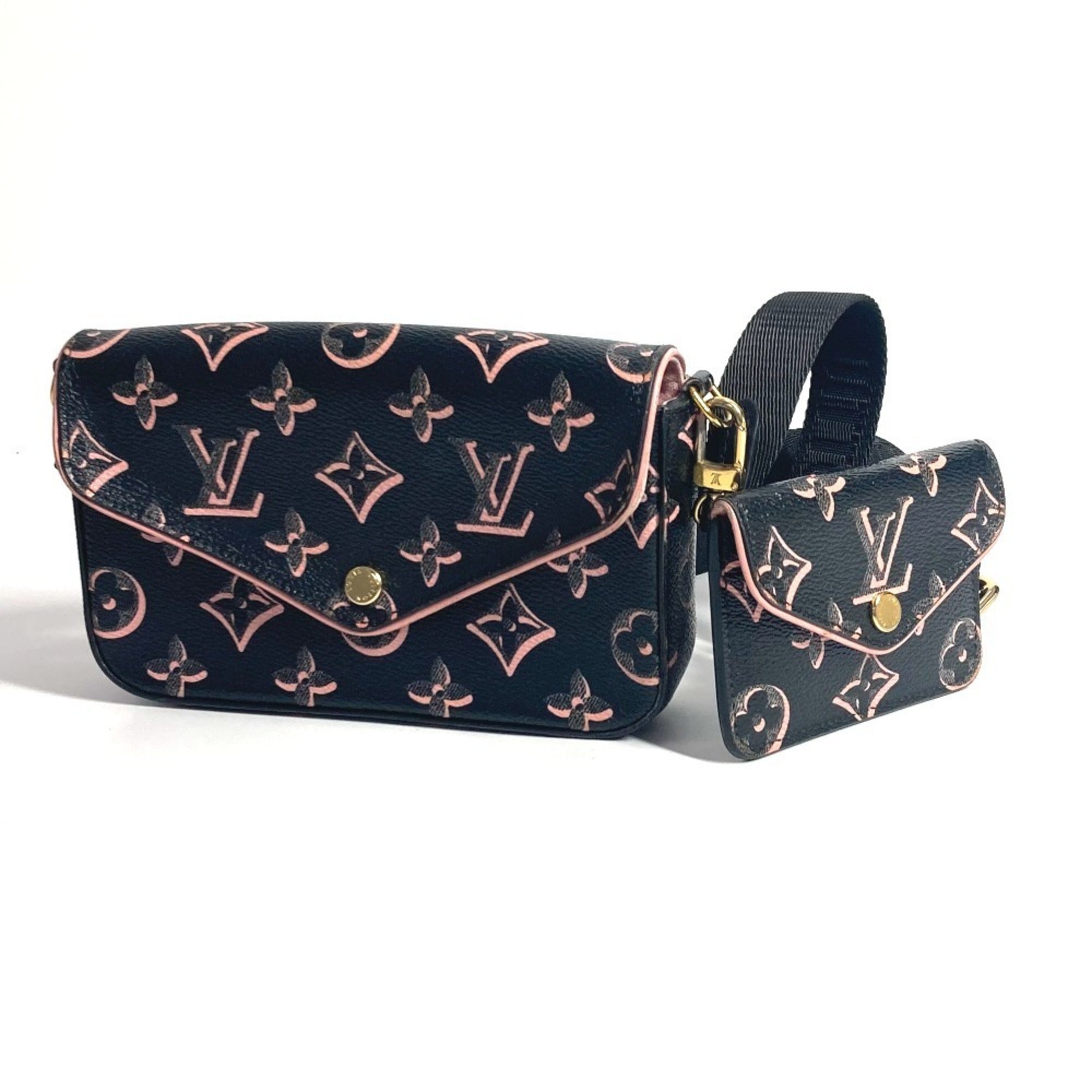 Louis Vuitton Black Pink Coated Canvas Pochette Shoulder Bag (Pre-Owned)