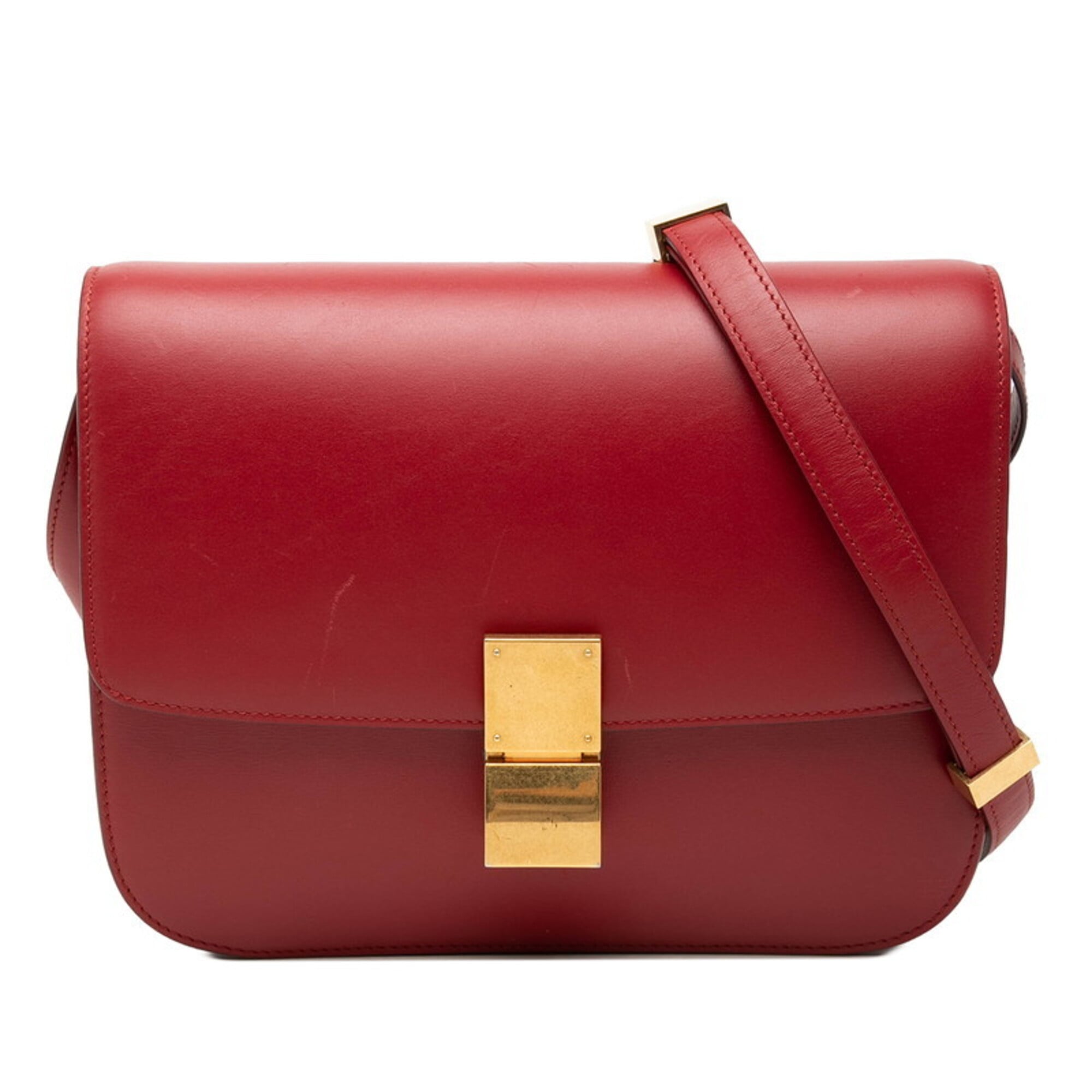 Celine Red Color Leather Shoulder Bag (Pre-Owned)