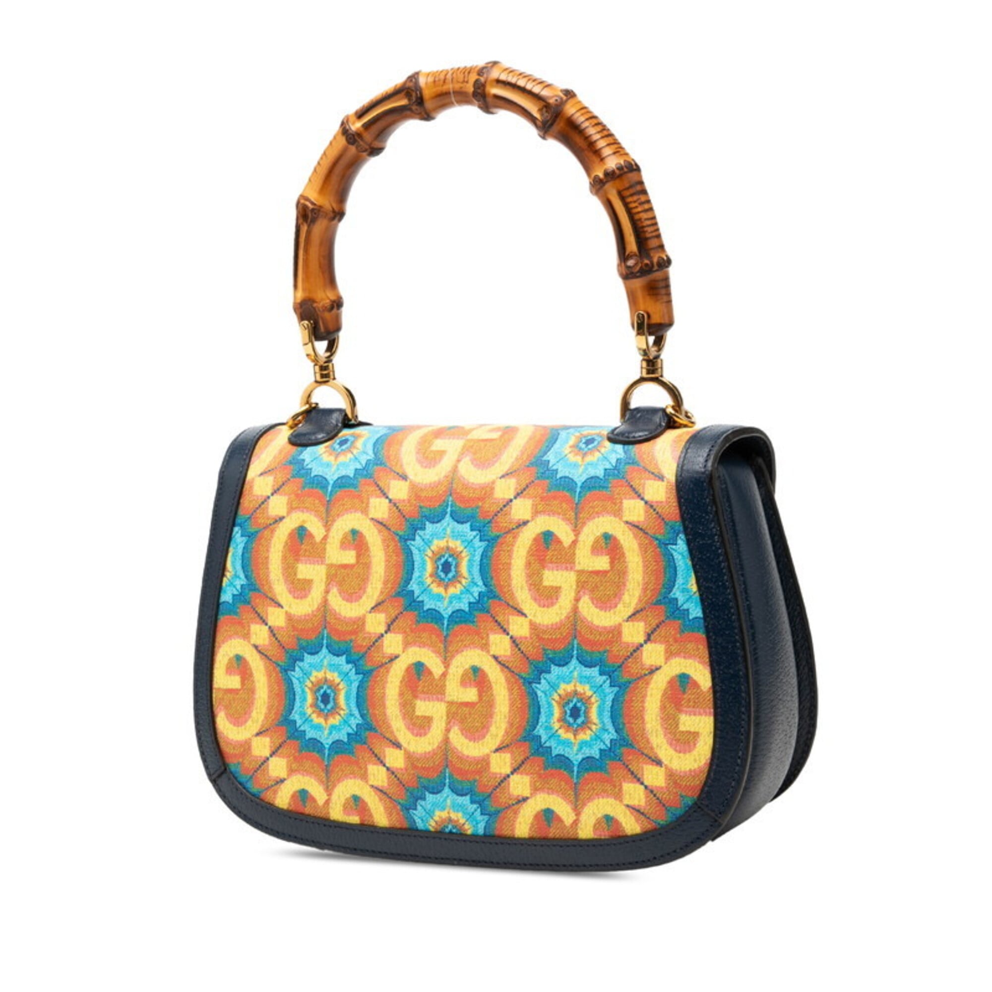 Gucci Multi-Color Navy Pvc Leather Handbag Shoulder Bag (Pre-Owned)