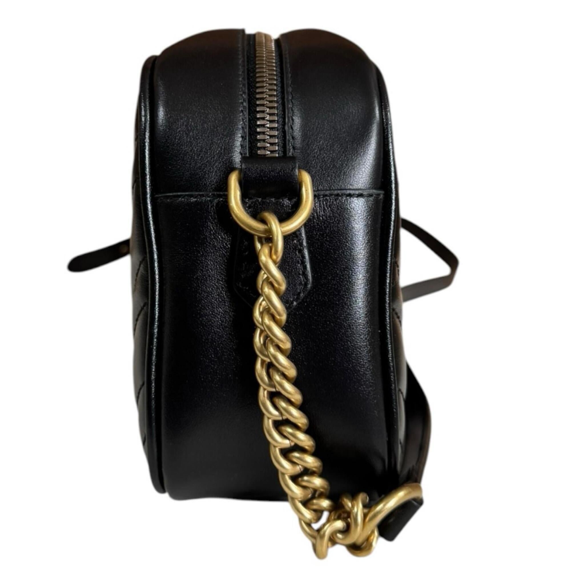 Gucci Gg Marmont Black Leather Shoulder Bag (Pre-Owned)