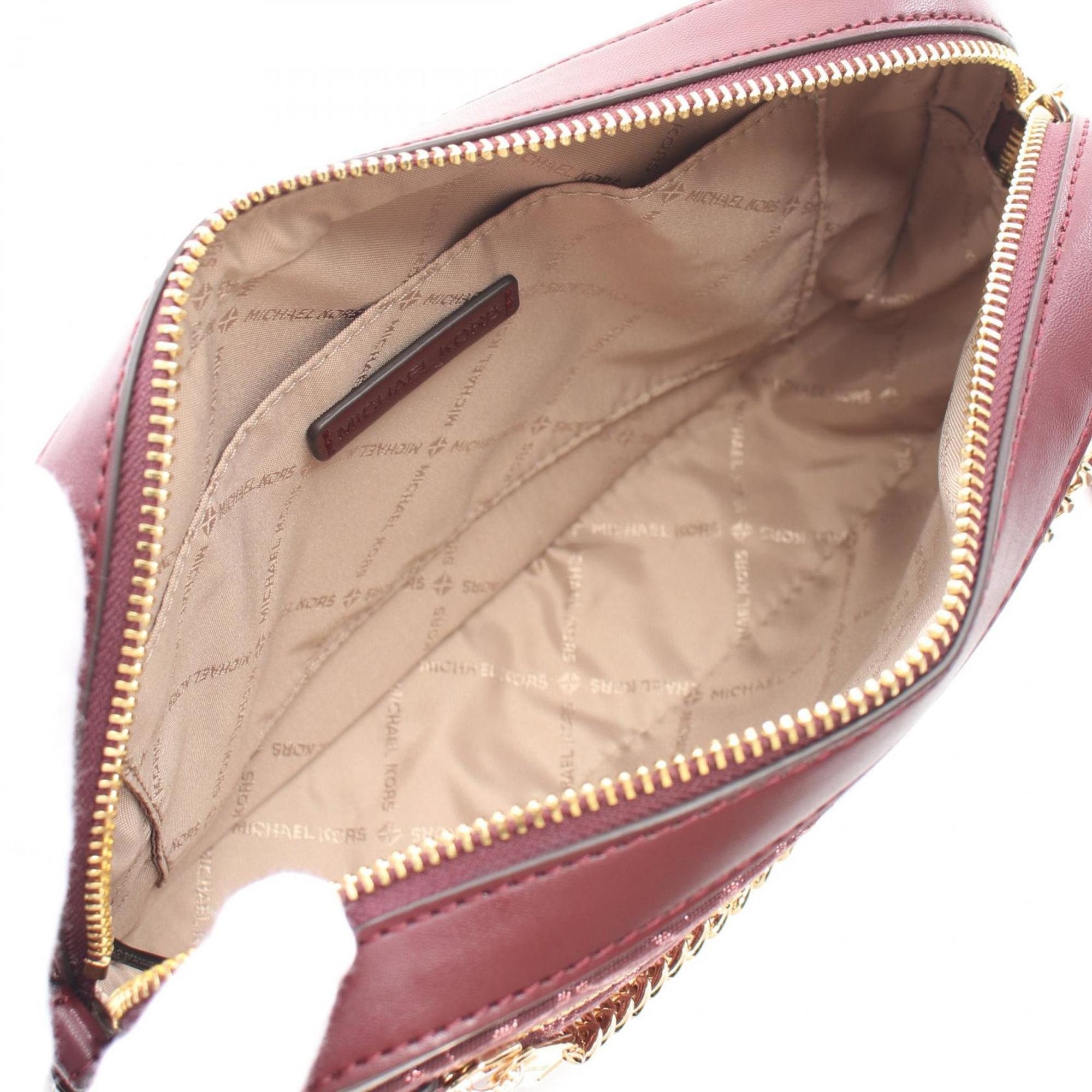 Michael Kors Bordeaux Leather Jacquard Shoulder Bag Sling Bag (Pre-Owned)