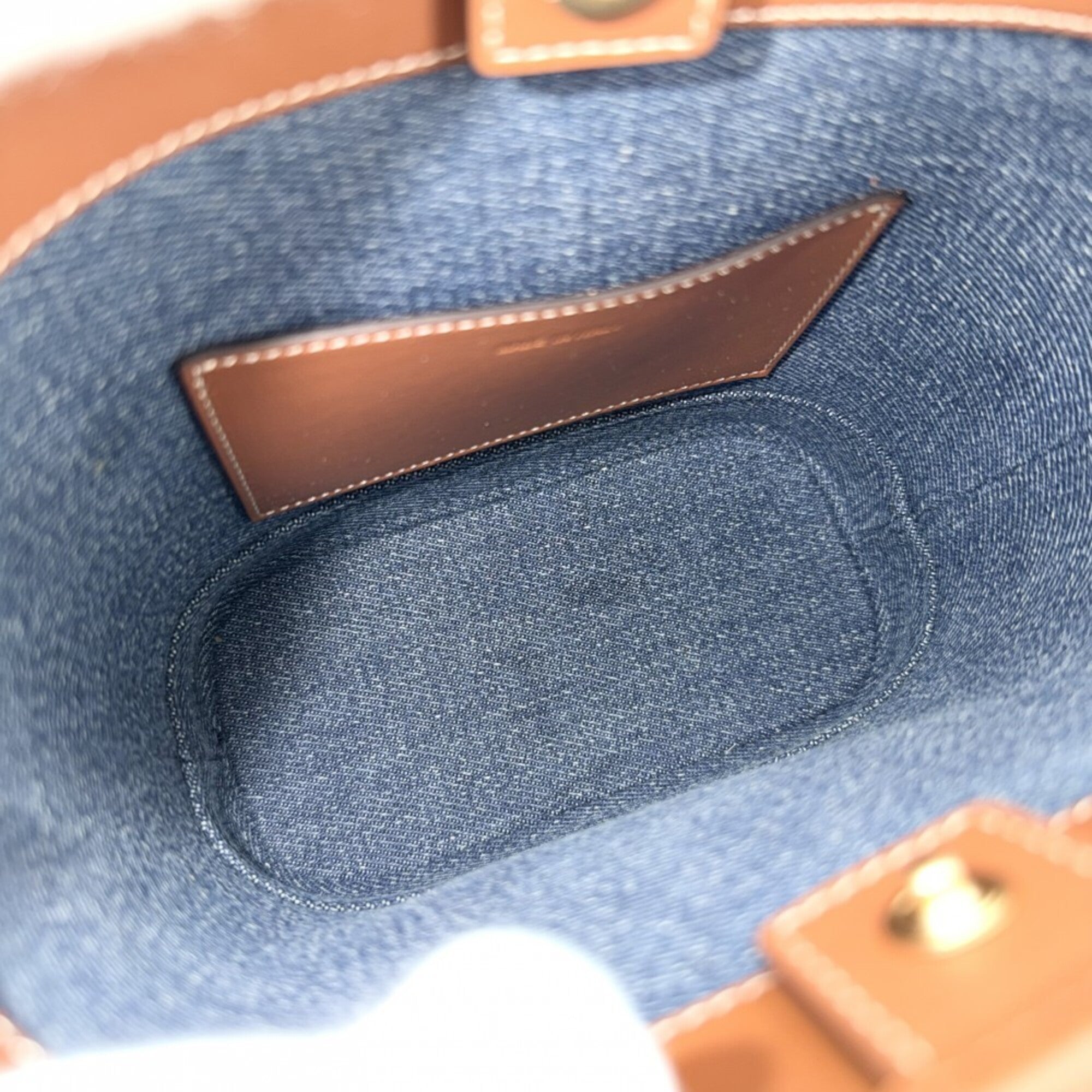 Celine Brown Denim Leather Shoulder Bag (Pre-Owned)