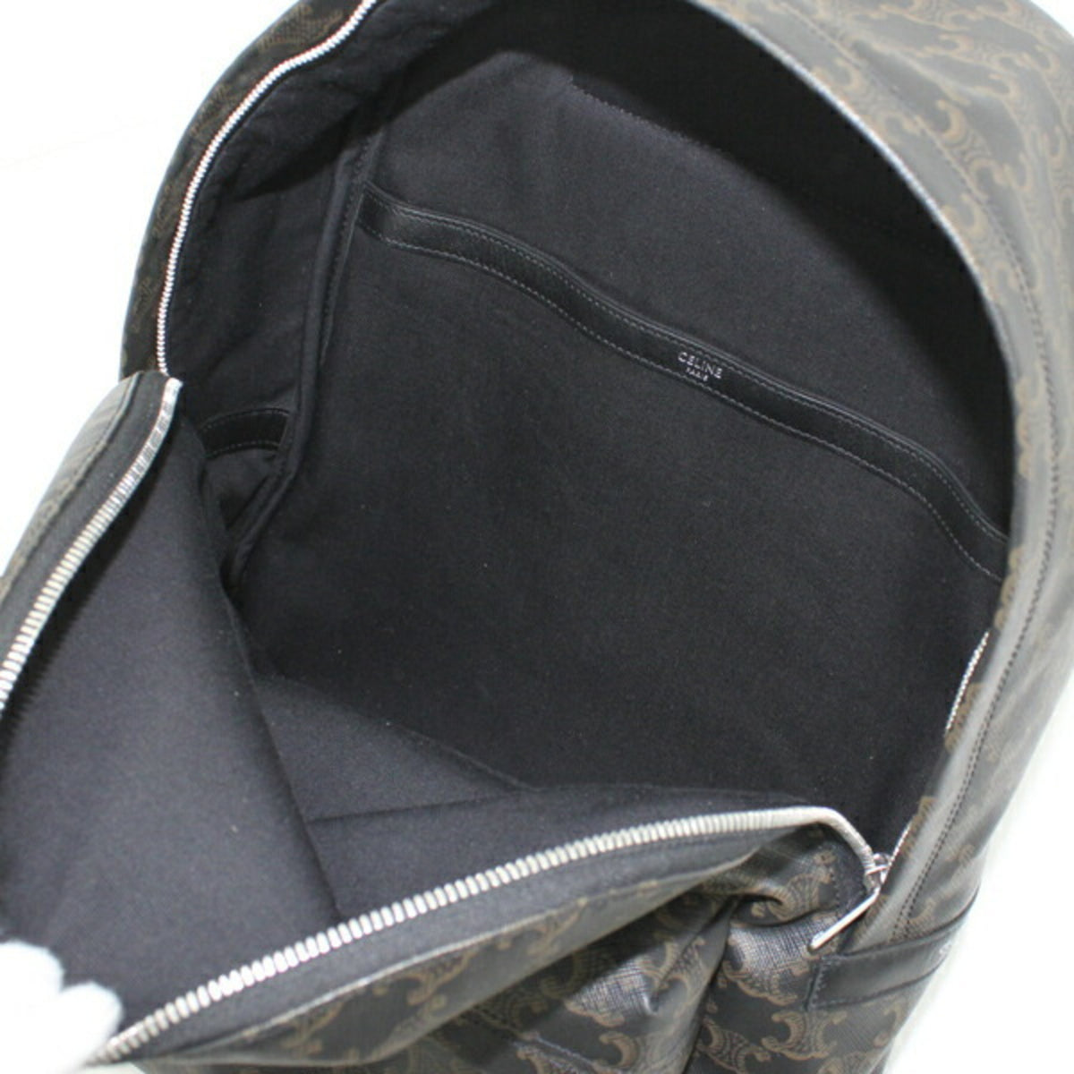 Celine Black Brown Canvas Leather Backpack (Pre-Owned)