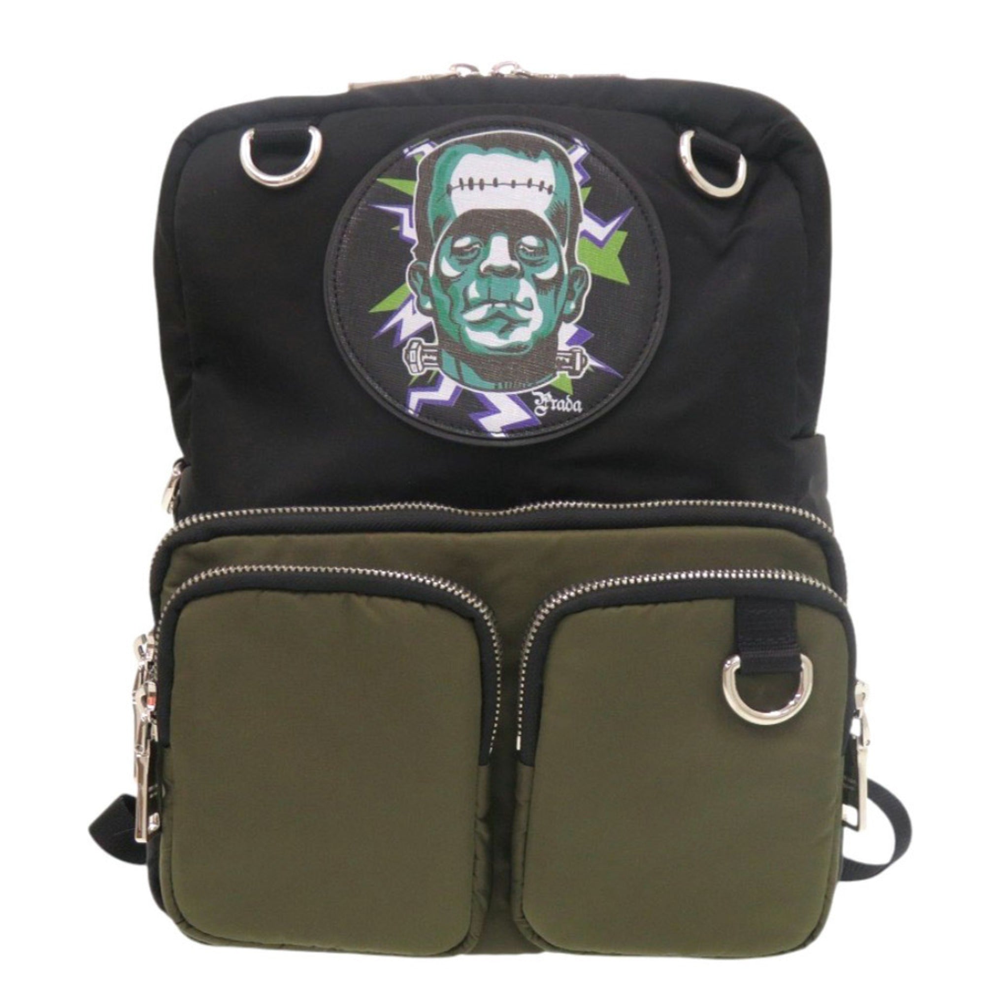Prada Black Khaki Nylon Backpack (Pre-Owned)