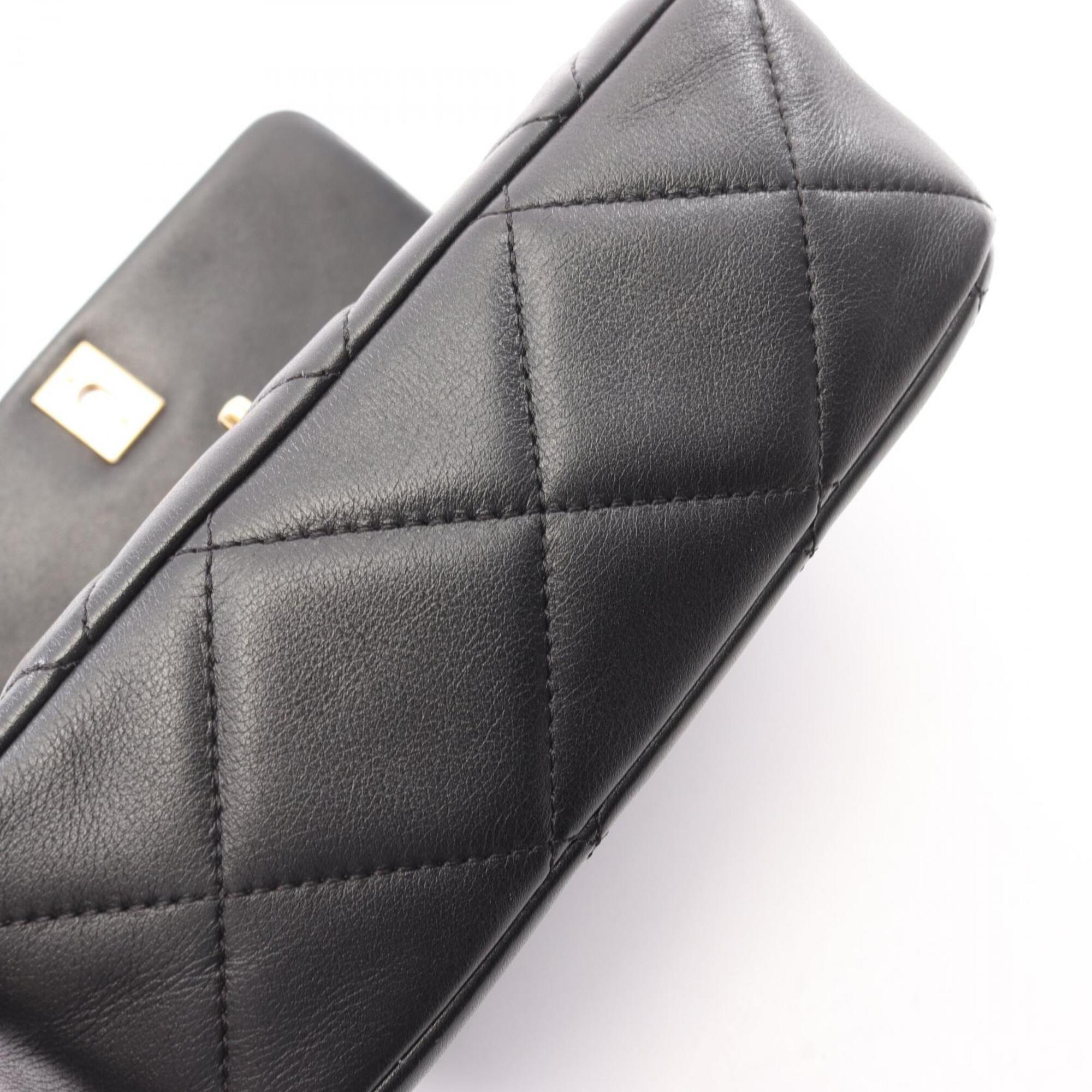 Chanel Black Leather Handbag Shoulder Bag (Pre-Owned)
