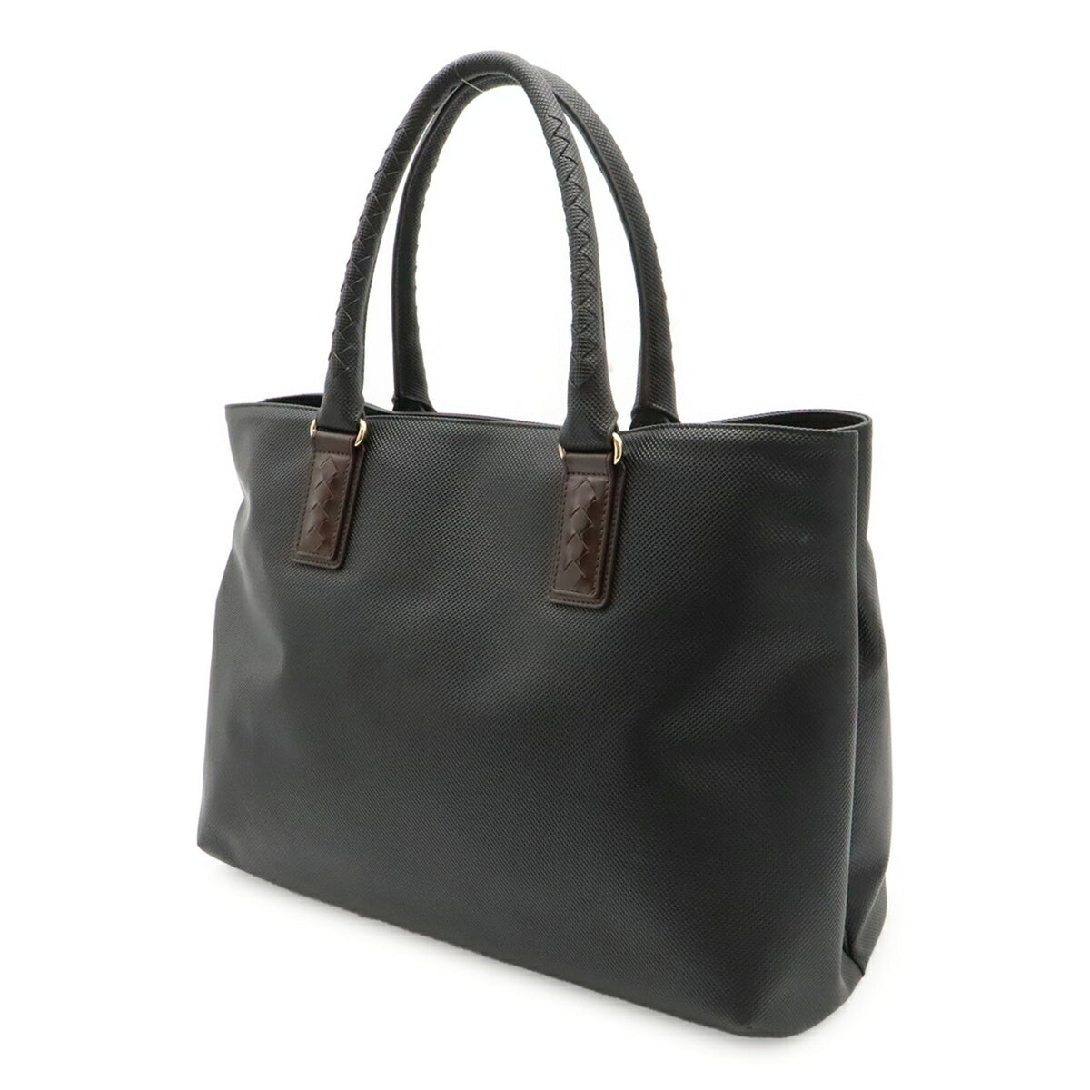Bottega Veneta Black Dark Brown Coated Canvas Tote Bag (Pre-Owned)