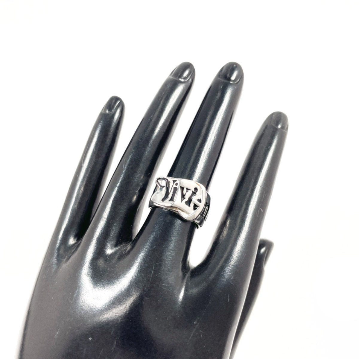 Vivienne Westwood Silver Black Silver 925 Band Ring (Pre-Owned)