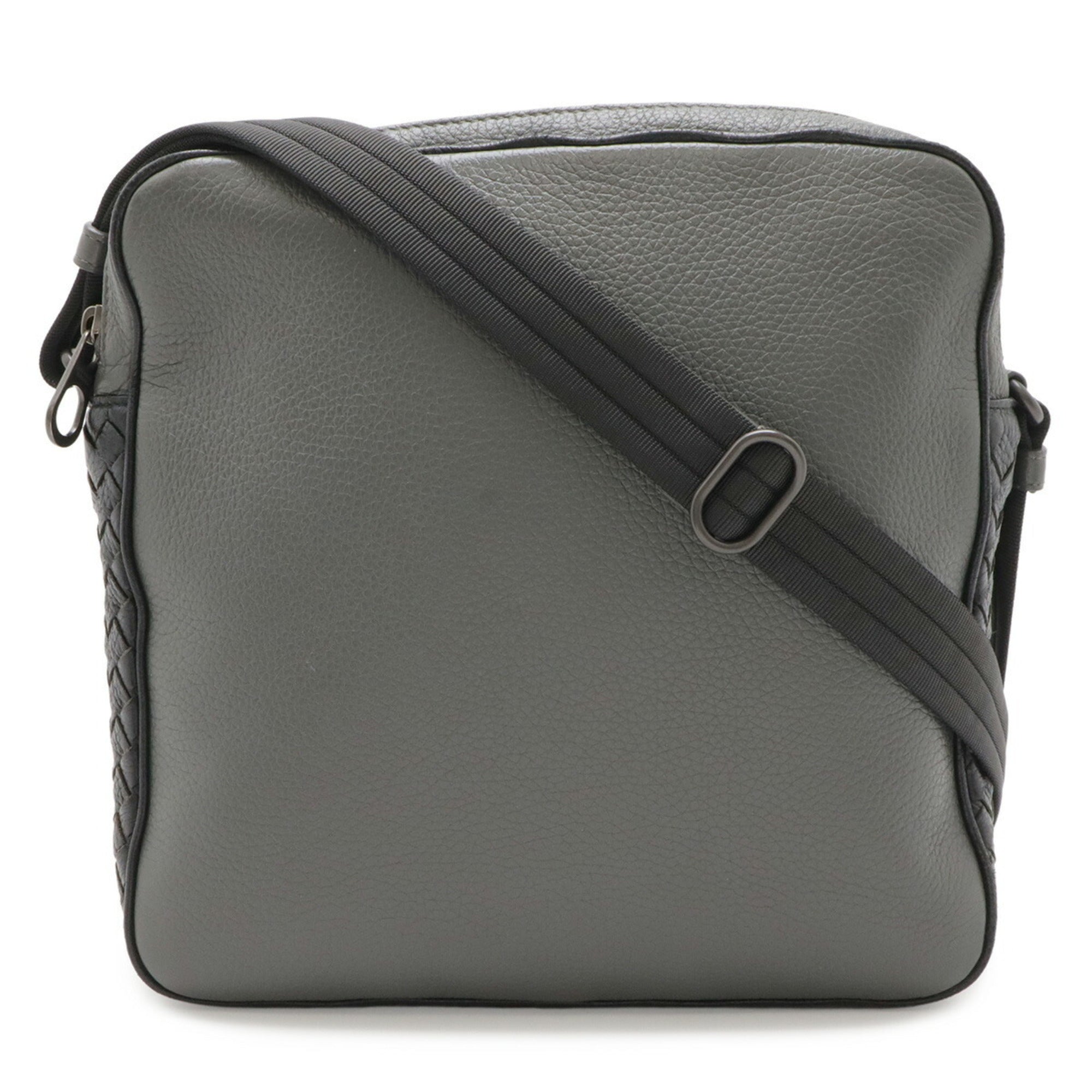 Bottega Veneta Intrecciato Black Leather Shoulder Bag (Pre-Owned)