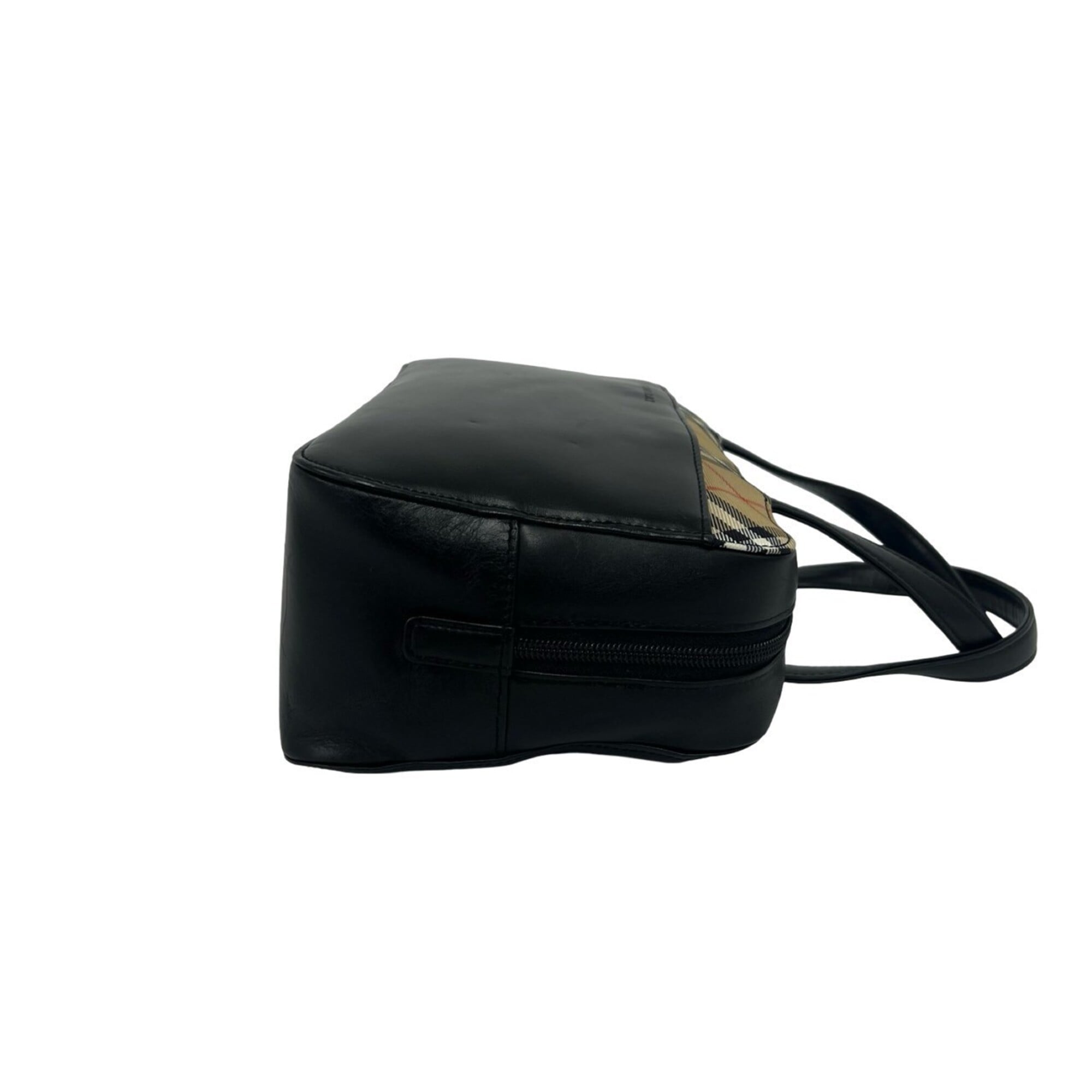 Burberry Black Leather Boston Bag Handbag Tote Bag (Pre-Owned)