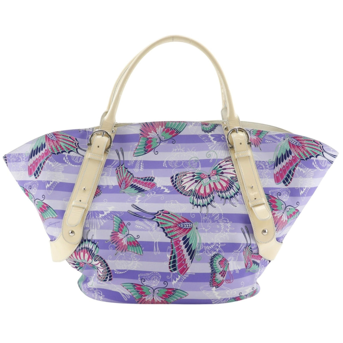 Salvatore Ferragamo Gancini Purple Nylon Tote Bag (Pre-Owned)