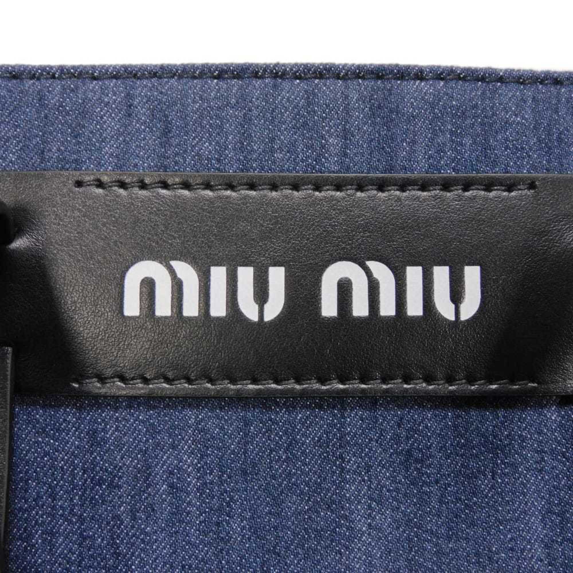 Miu Miu Blue Denim Shoulder Bag Tote Bag (Pre-Owned)