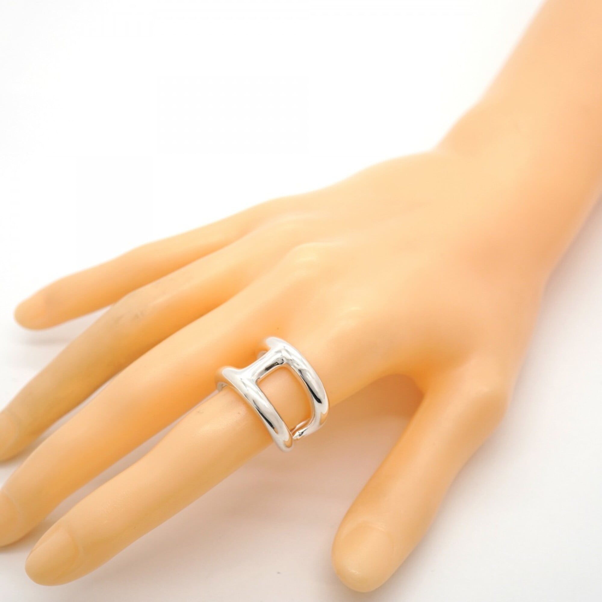 Hermes Silver 925 Band Ring (Pre-Owned)