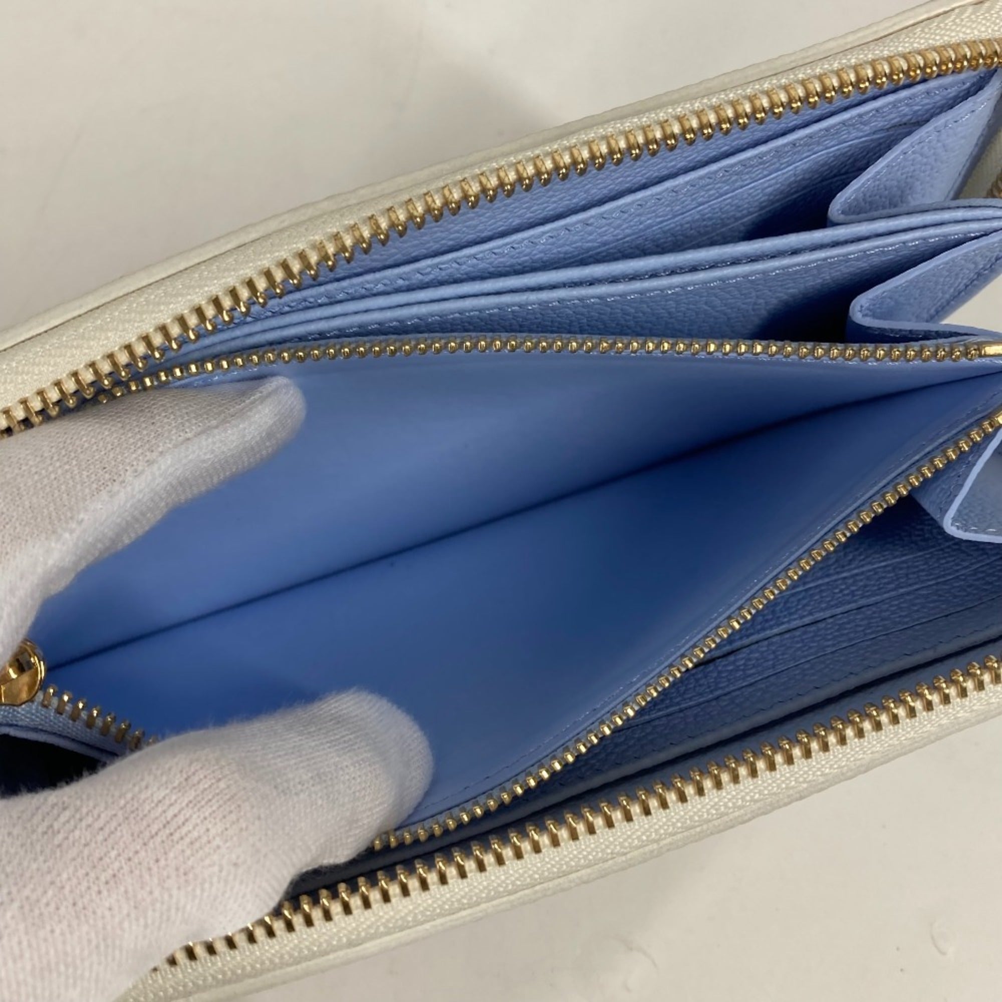 Louis Vuitton Monogram Empreinte Blue White Monogram Empreinte Long Bill Wallet (Bi-Fold) (Pre-Owned)