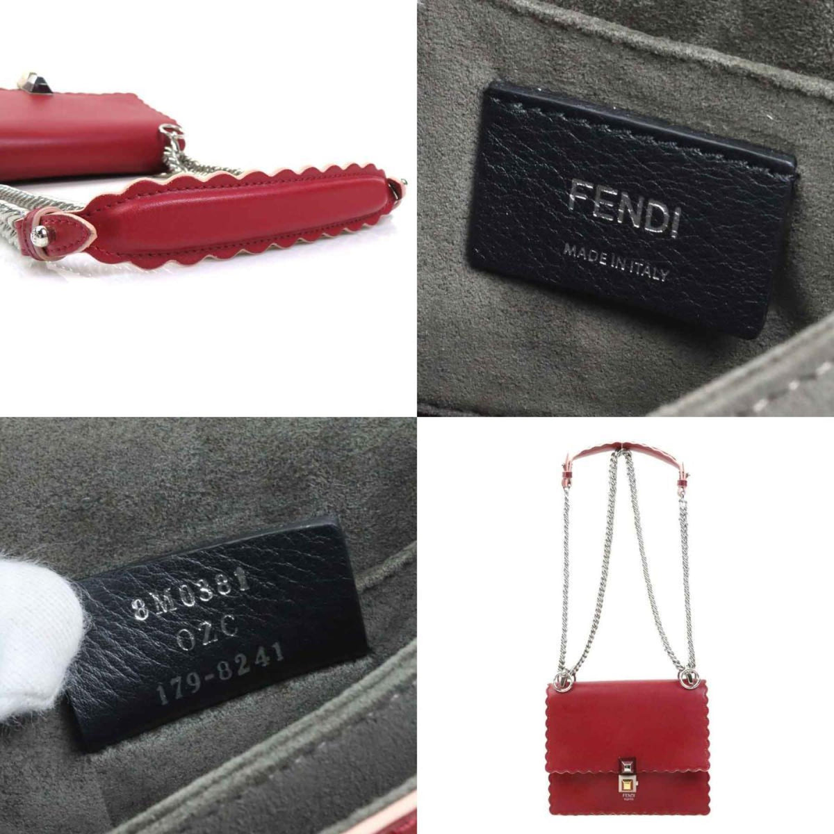 Fendi Red Color Leather Shoulder Bag (Pre-Owned)
