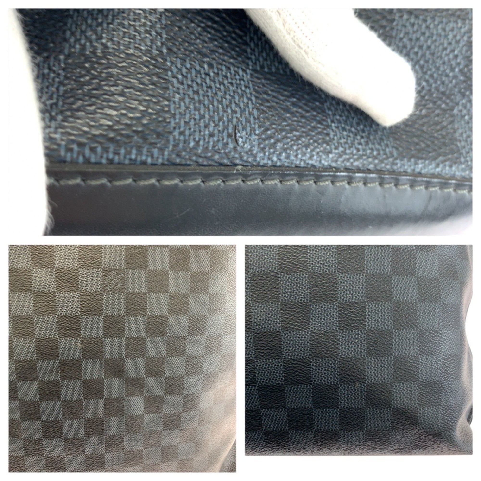 Louis Vuitton Navy Leather Pvc Tote Bag (Pre-Owned)