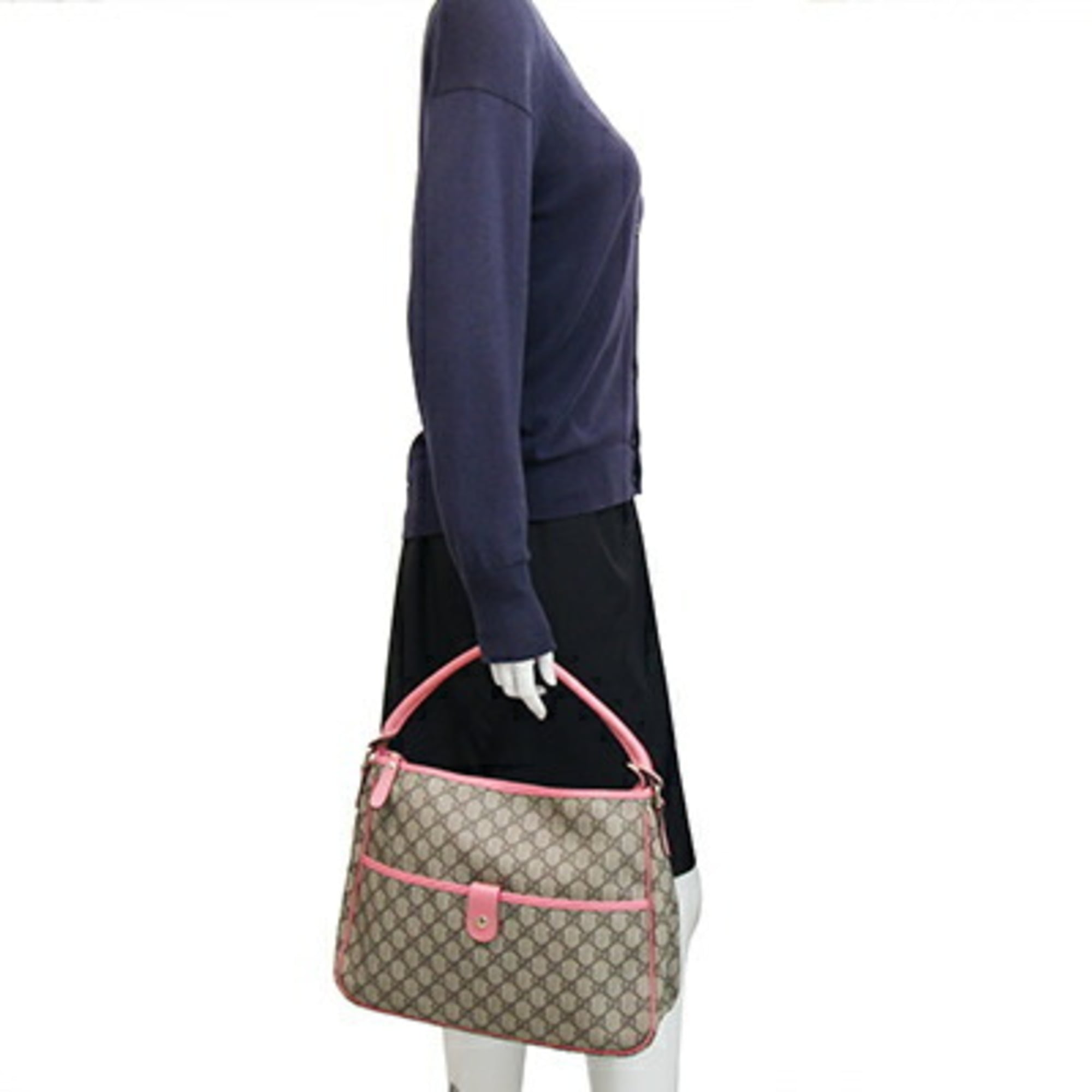 Gucci Beige Pink Pvc Leather Handbag Shoulder Bag (Pre-Owned)