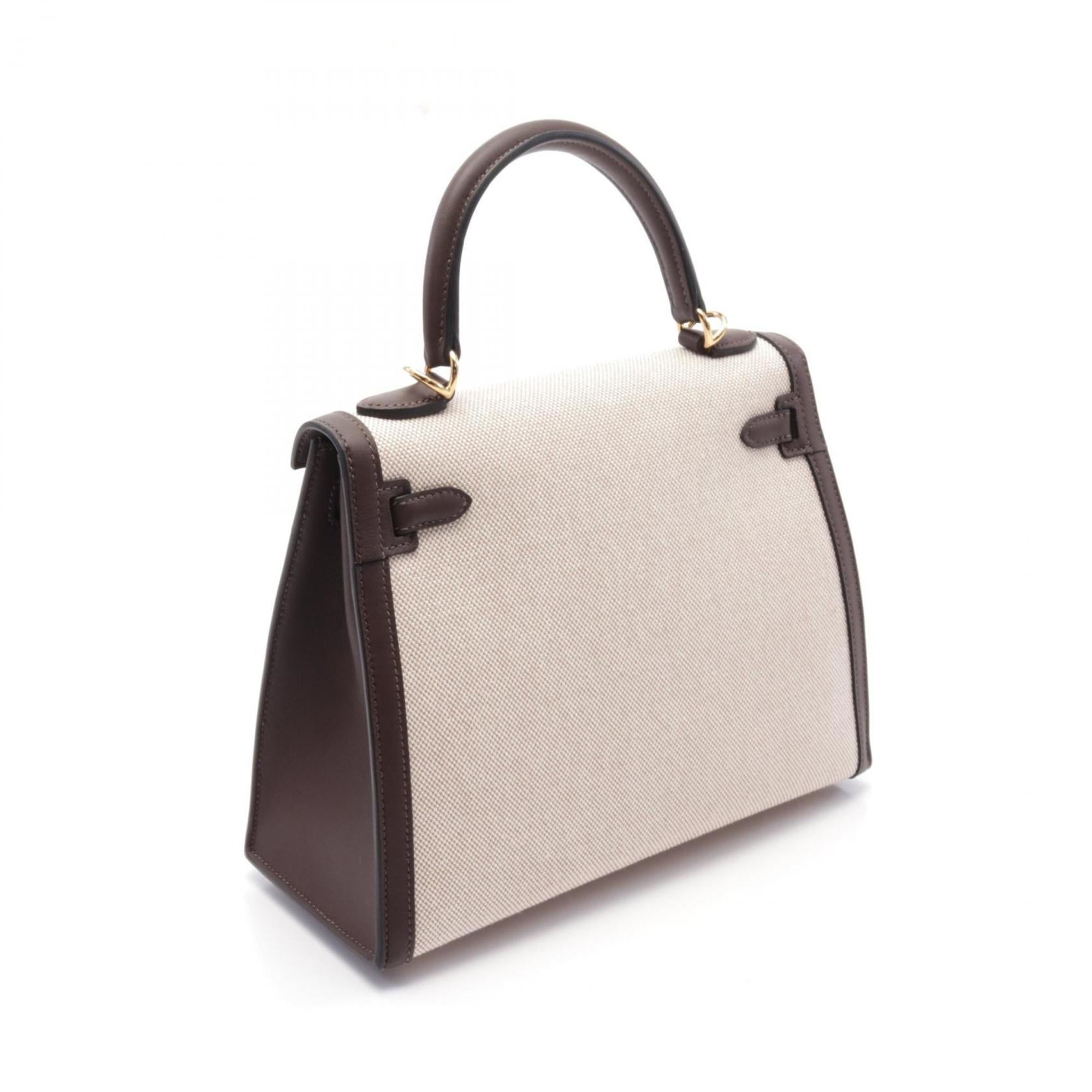 Hermes Beige Brown Toile H Handbag (Pre-Owned)