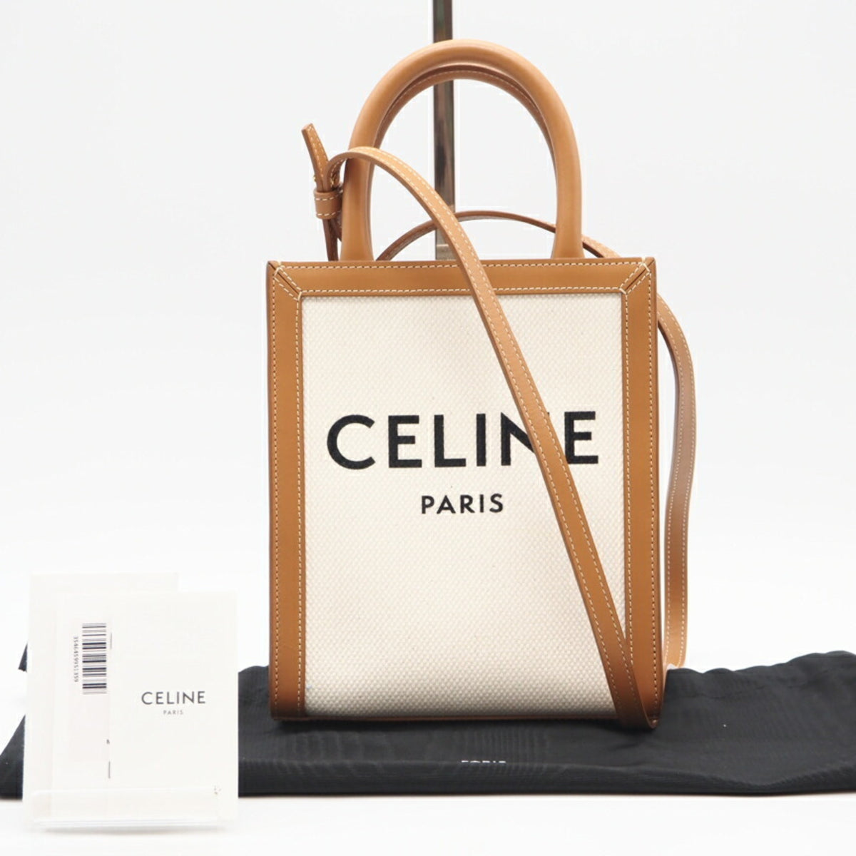 Celine Cabas Brown White Canvas Shoulder Bag (Pre-Owned)