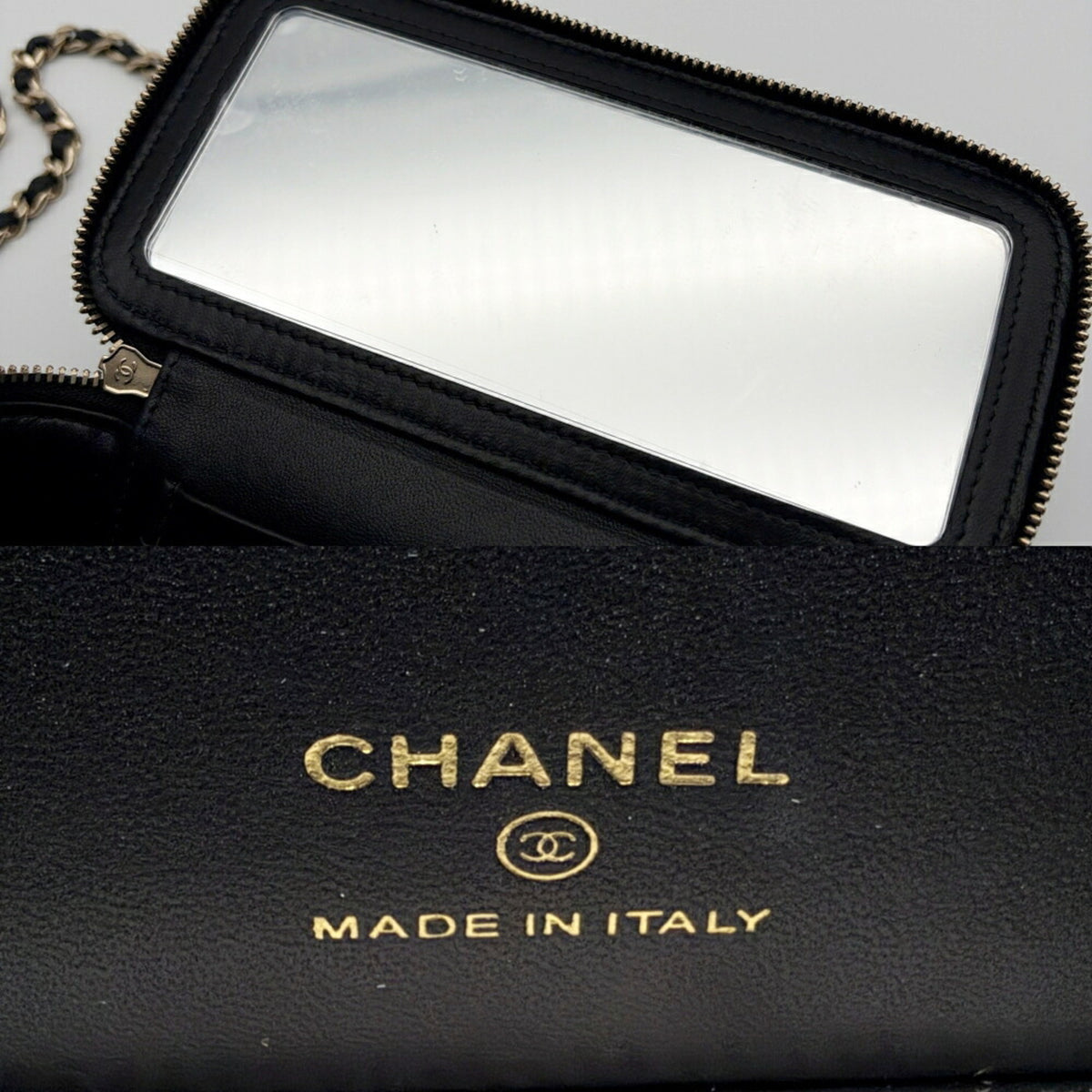Chanel Black Leather Shoulder Bag Vanity Bag (Pre-Owned)