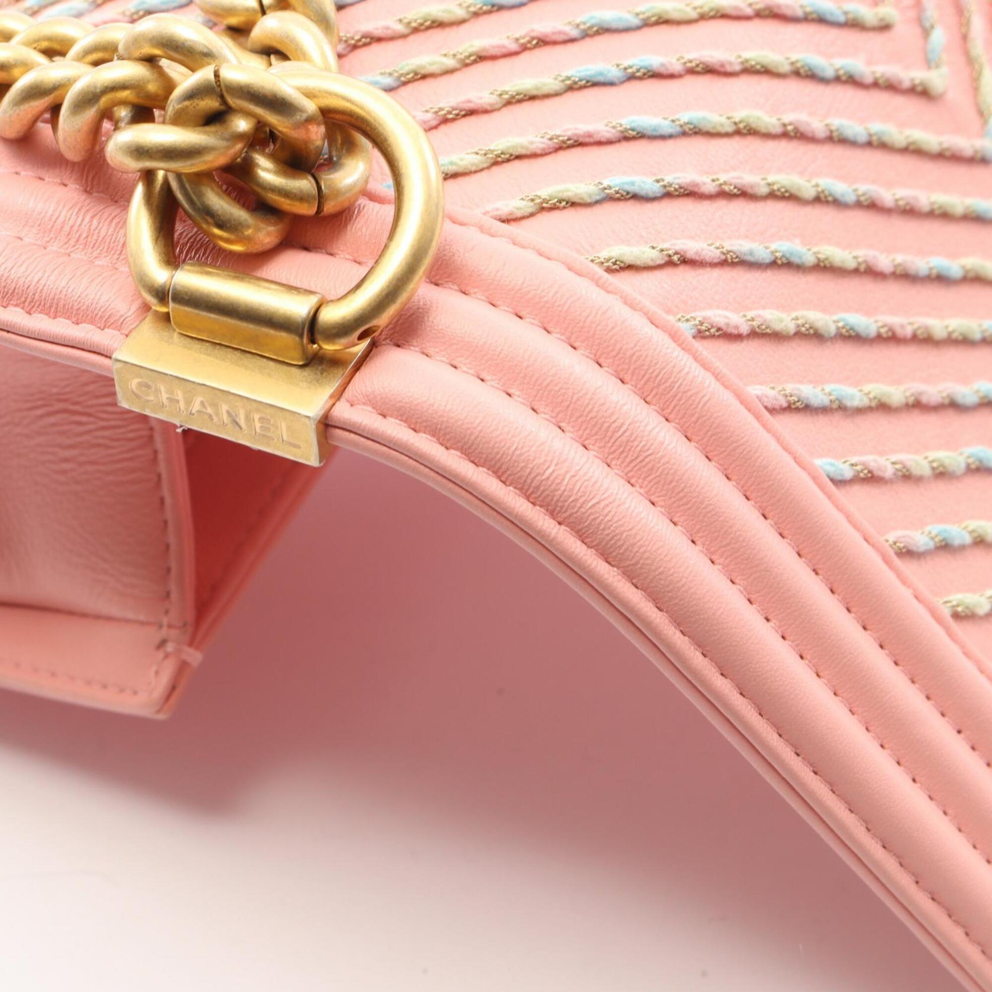 Chanel Multi-Color Pink Leather Handbag Shoulder Bag (Pre-Owned)