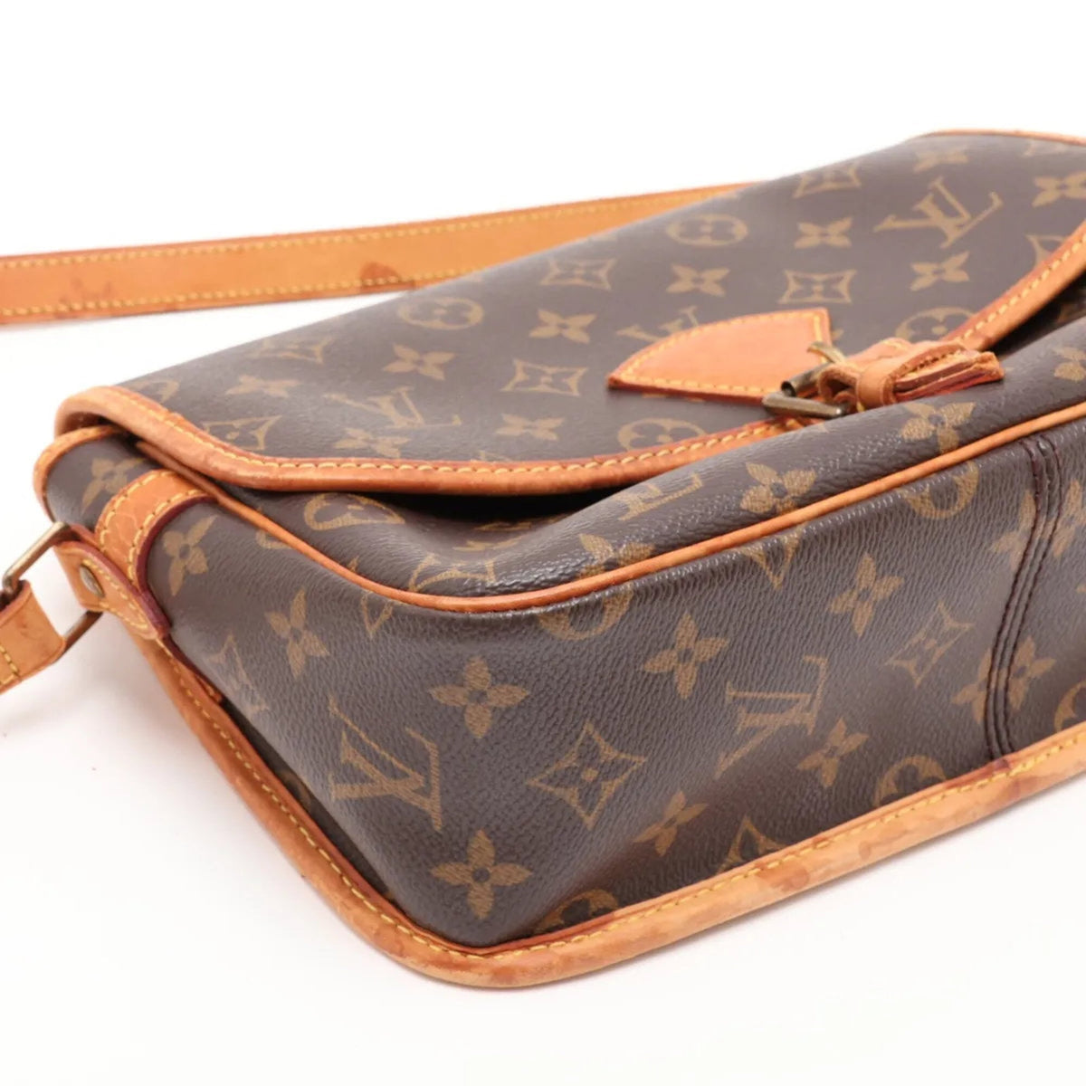 Louis Vuitton Brown Leather Coated Canvas Crossbody Bag Shoulder Bag (Pre-Owned)