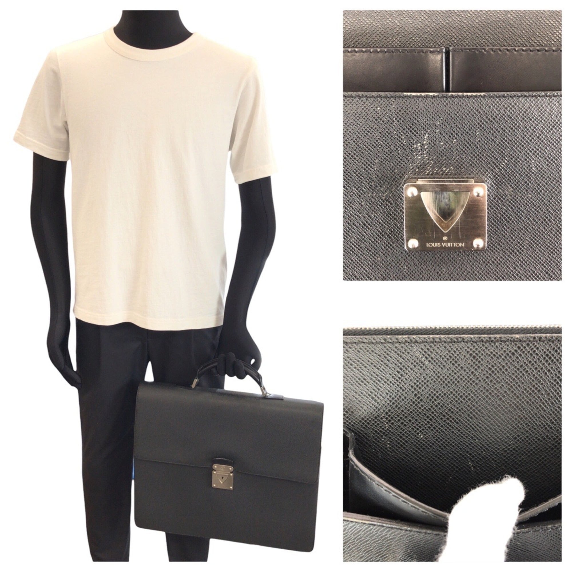 Louis Vuitton Black Taiga Leather Briefcase (Pre-Owned)