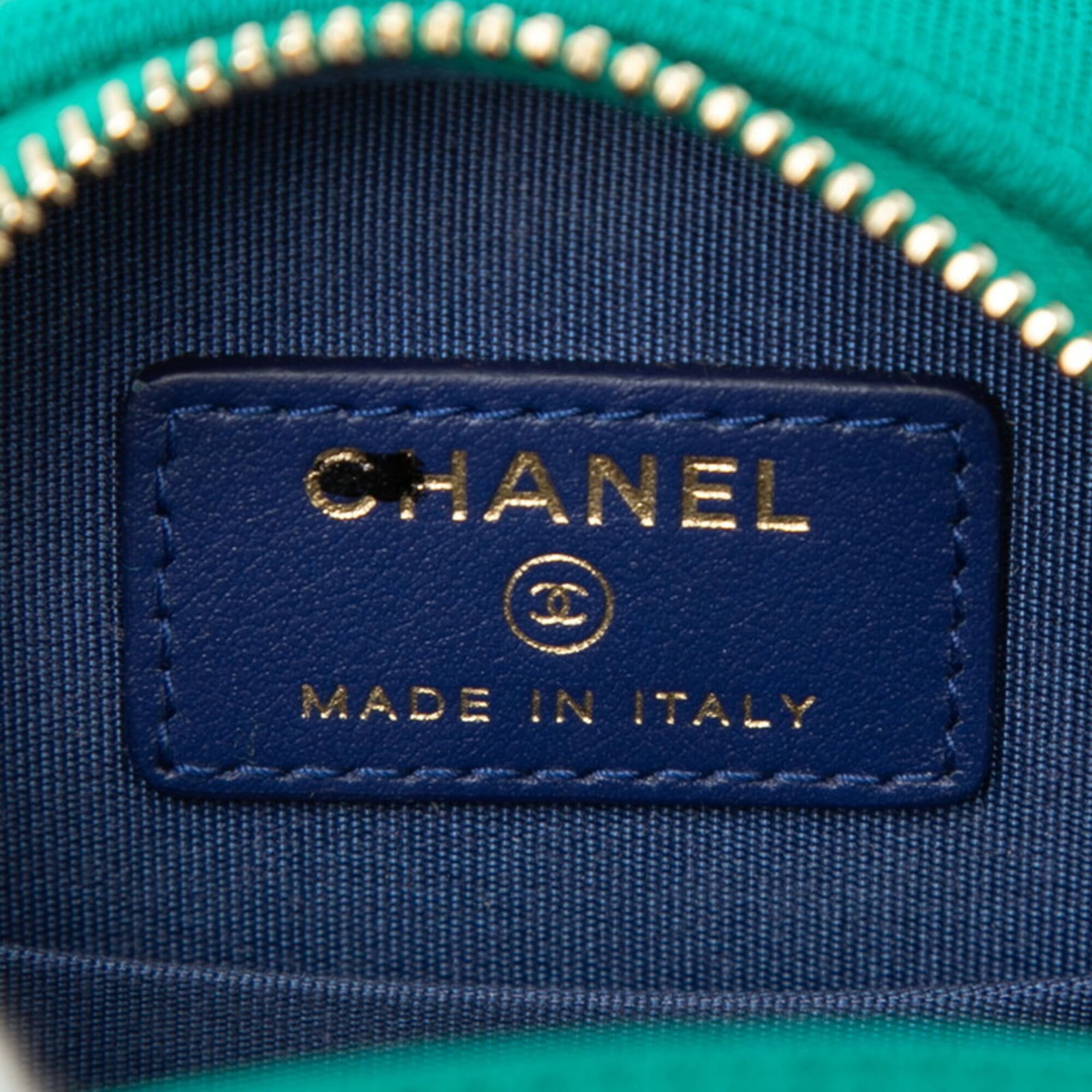 Chanel Black Blue Green Cotton Leather Shoulder Bag (Pre-Owned)