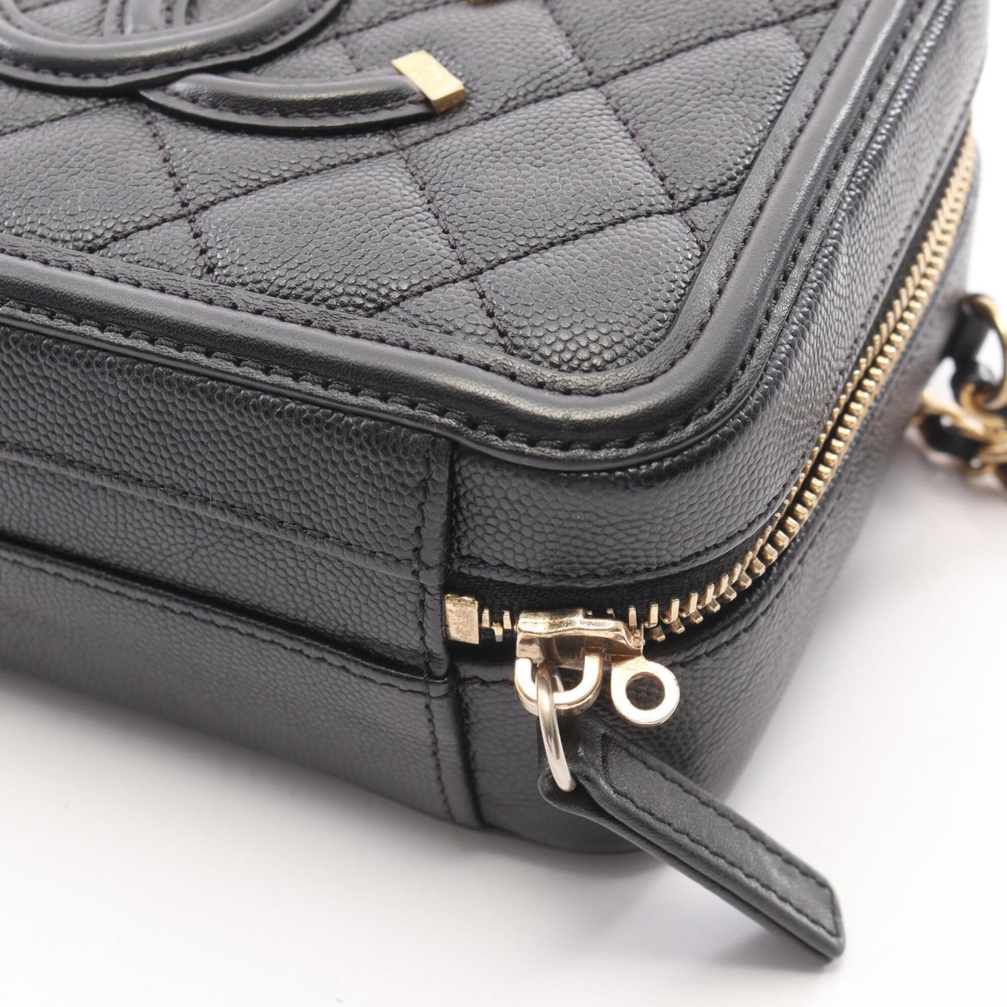 Chanel Black Grained Calfskin Leather Handbag Shoulder Bag Vanity Bag (Pre-Owned)