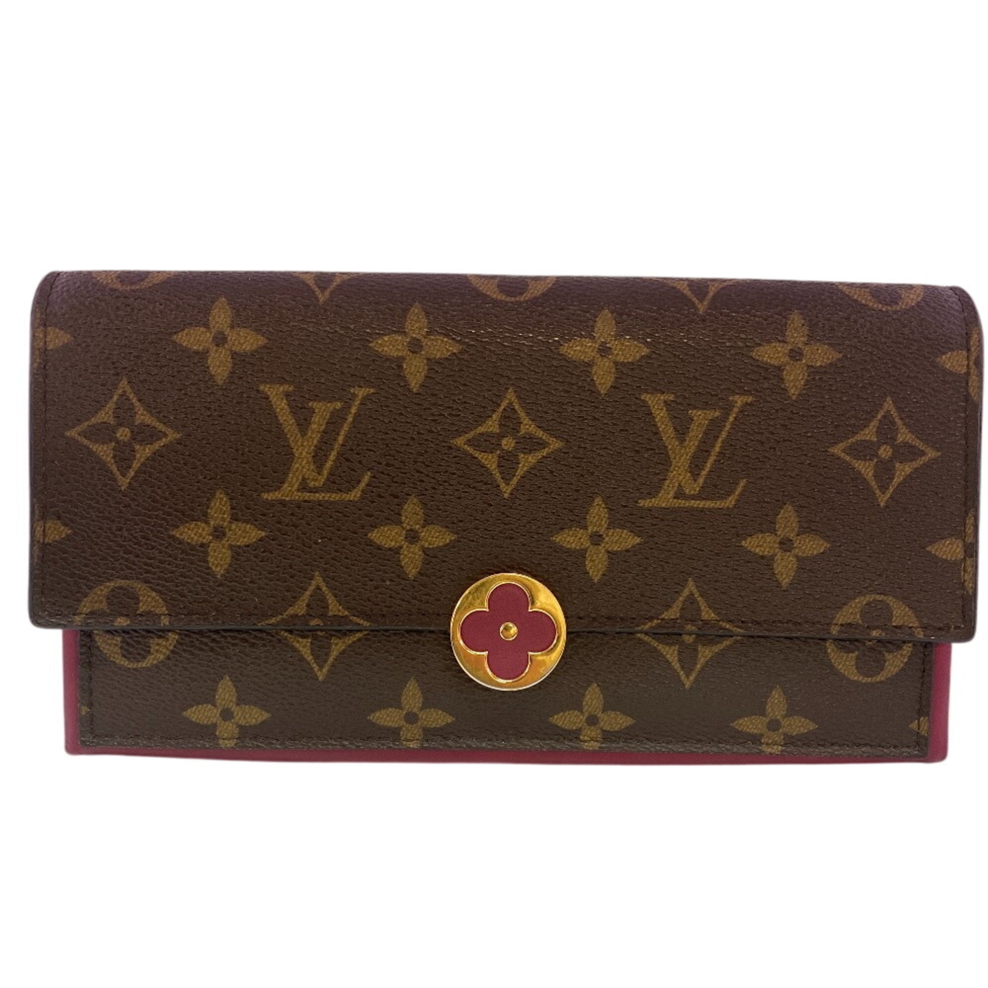 Louis Vuitton Monogram Brown Leather Long Wallet (Bi-Fold) (Pre-Owned)
