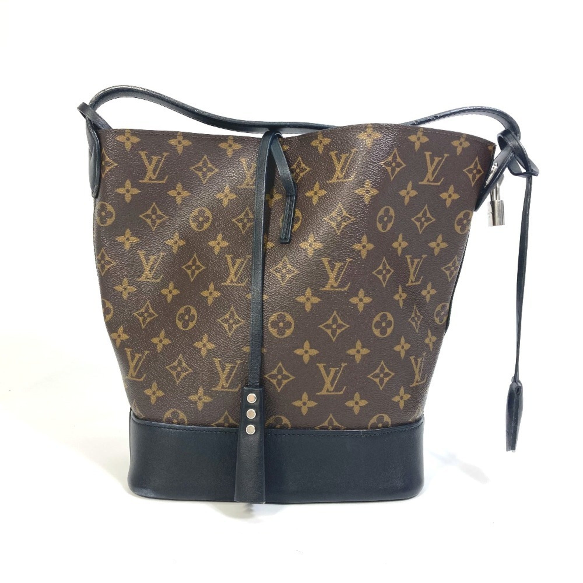 Louis Vuitton Black Brown Monogram Noir Monogram Leather Shoulder Bag (Pre-Owned)