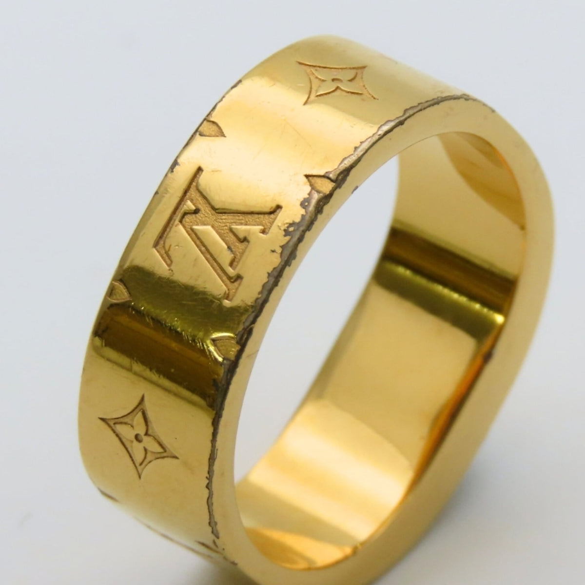 Louis Vuitton Gold Silver Gold Plating Metal Band Ring (Pre-Owned)