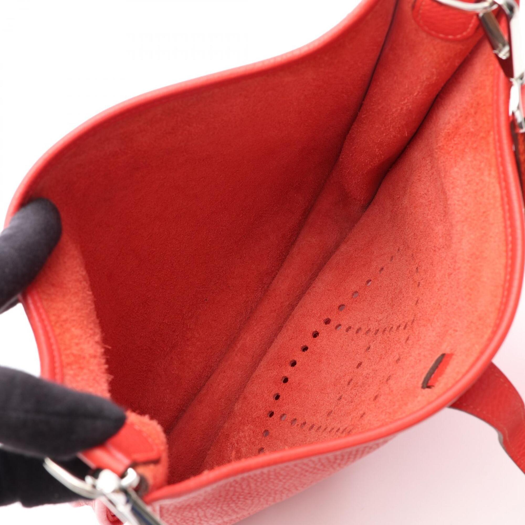 Hermes Red Color Taurillon Clemence Leather Handbag Shoulder Bag (Pre-Owned)