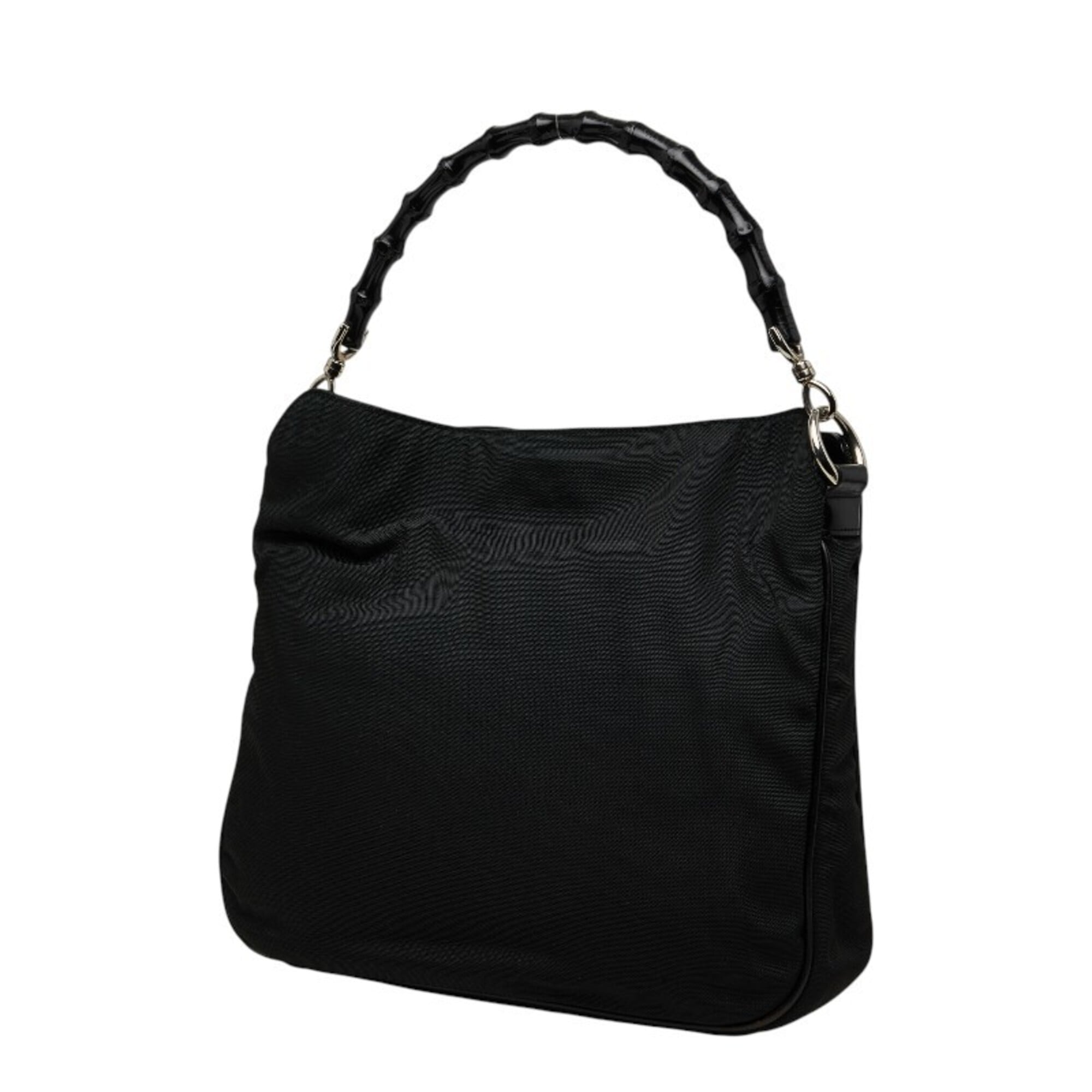 Gucci Bamboo Black Nylon Handbag (Pre-Owned)
