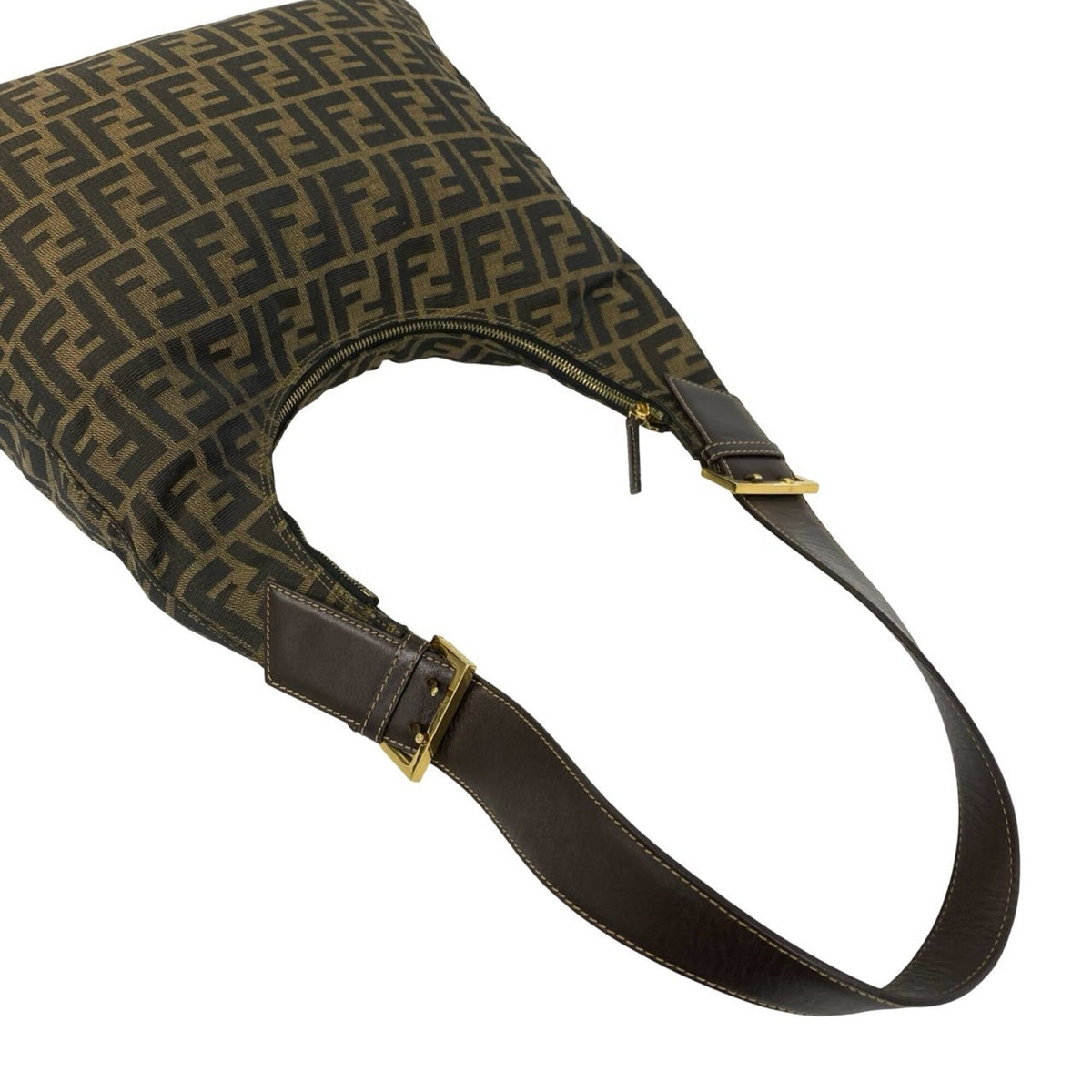 Fendi Brown Canvas Leather Handbag Shoulder Bag (Pre-Owned)