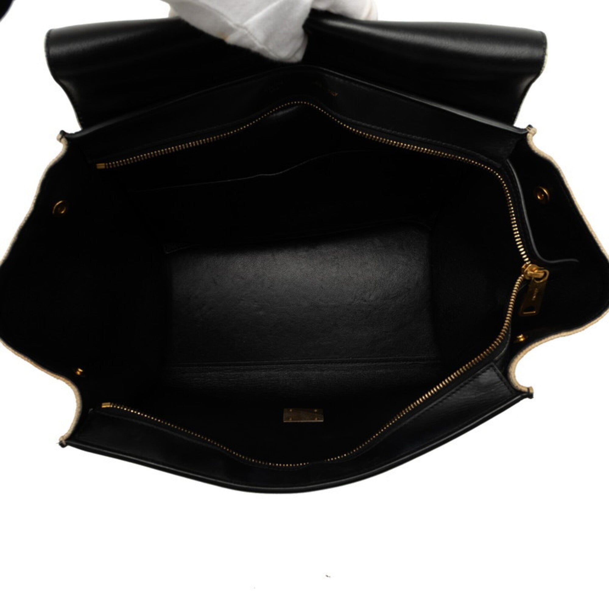 Celine Beige Black Gray Leather Handbag Shoulder Bag (Pre-Owned)