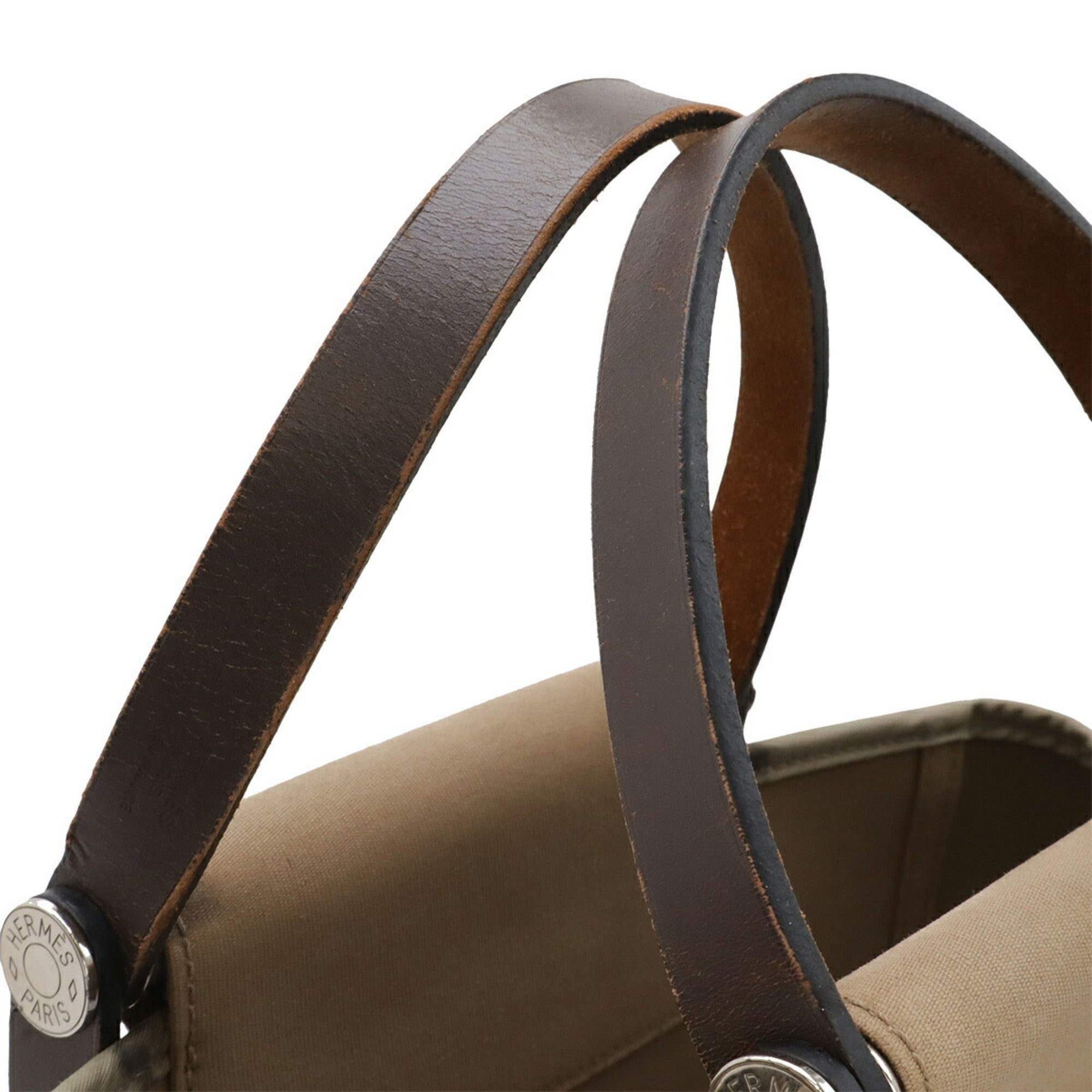 Hermes Beige Toile Officier Leather Handbag Shoulder Bag Tote Bag (Pre-Owned)