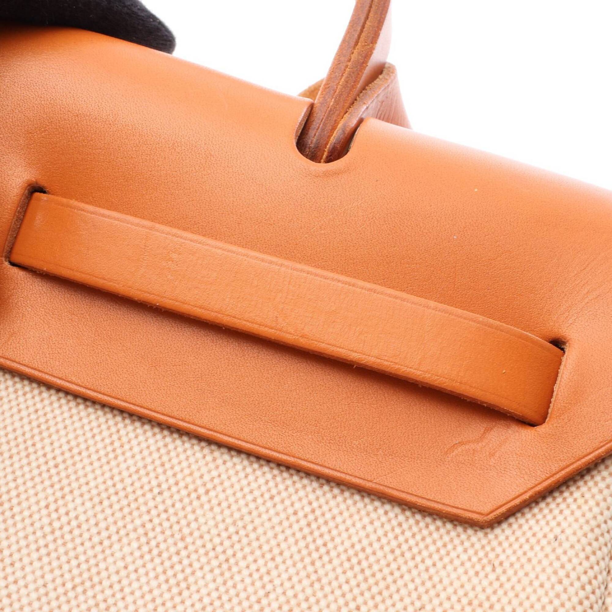 Hermes Brown Ecru Ivory Natural Toile H Handbag (Pre-Owned)