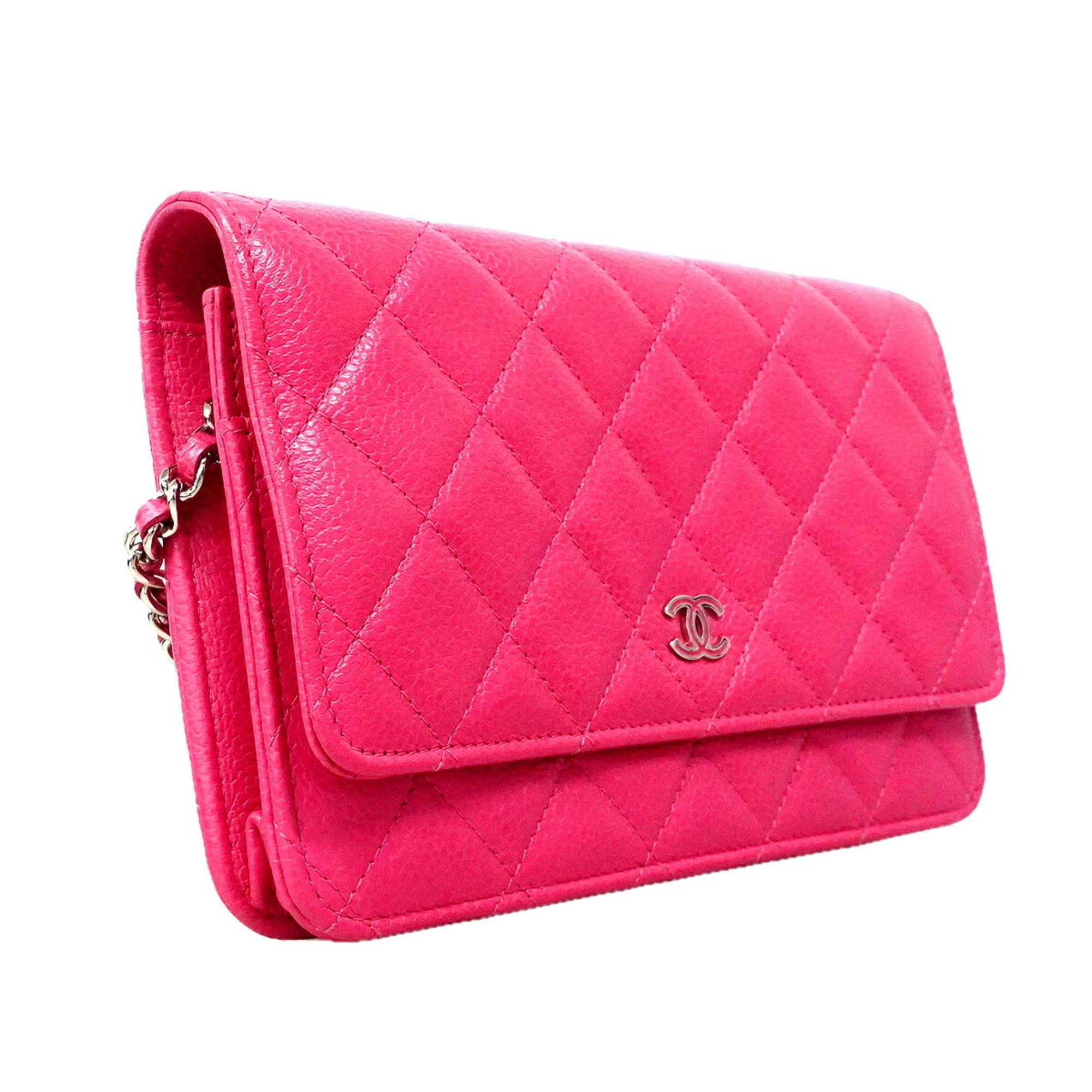 Chanel Pink Grained Calfskin Chain/Shoulder Wallet (Pre-Owned)