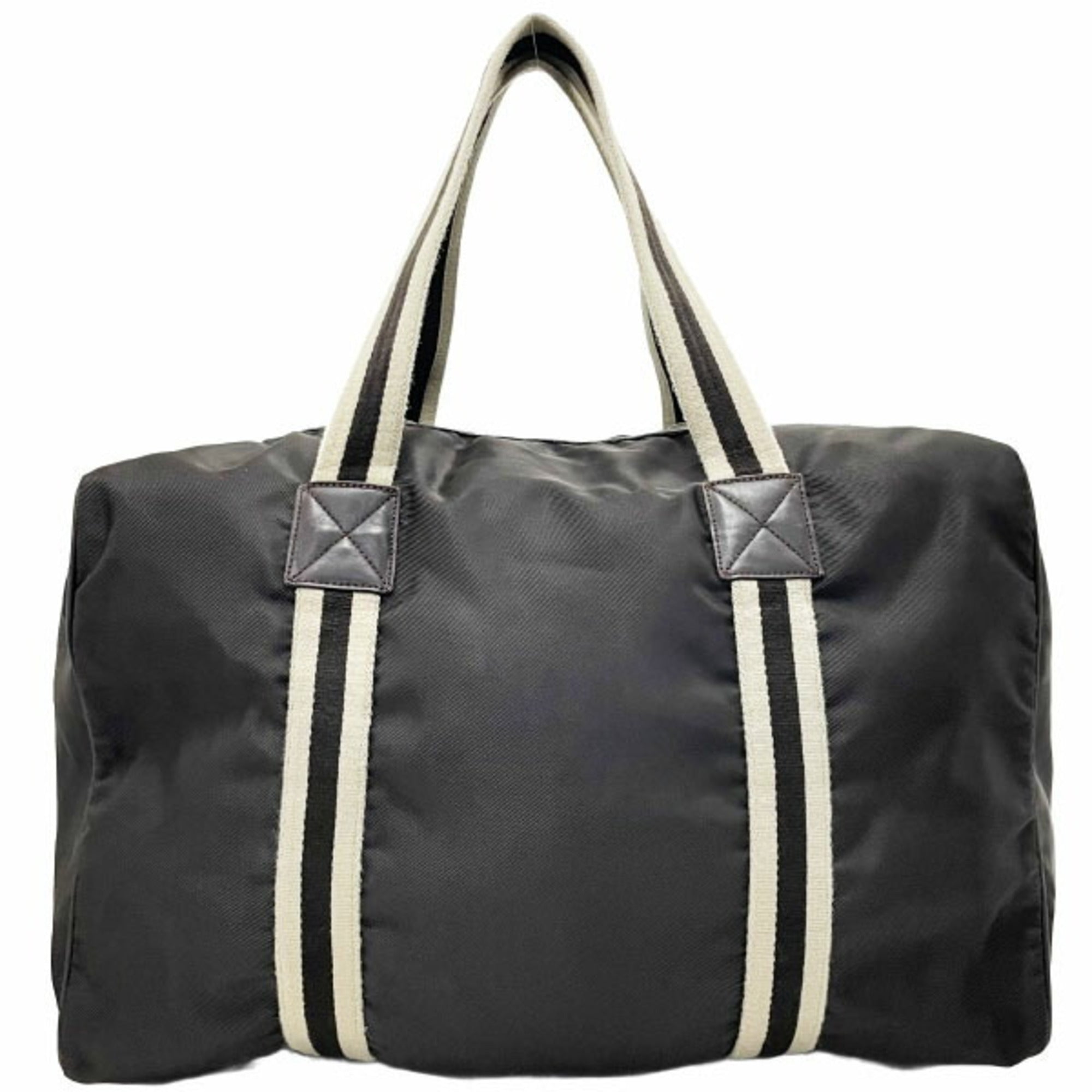 Gucci Beige Dark Brown Nylon Leather Boston Bag (Pre-Owned)