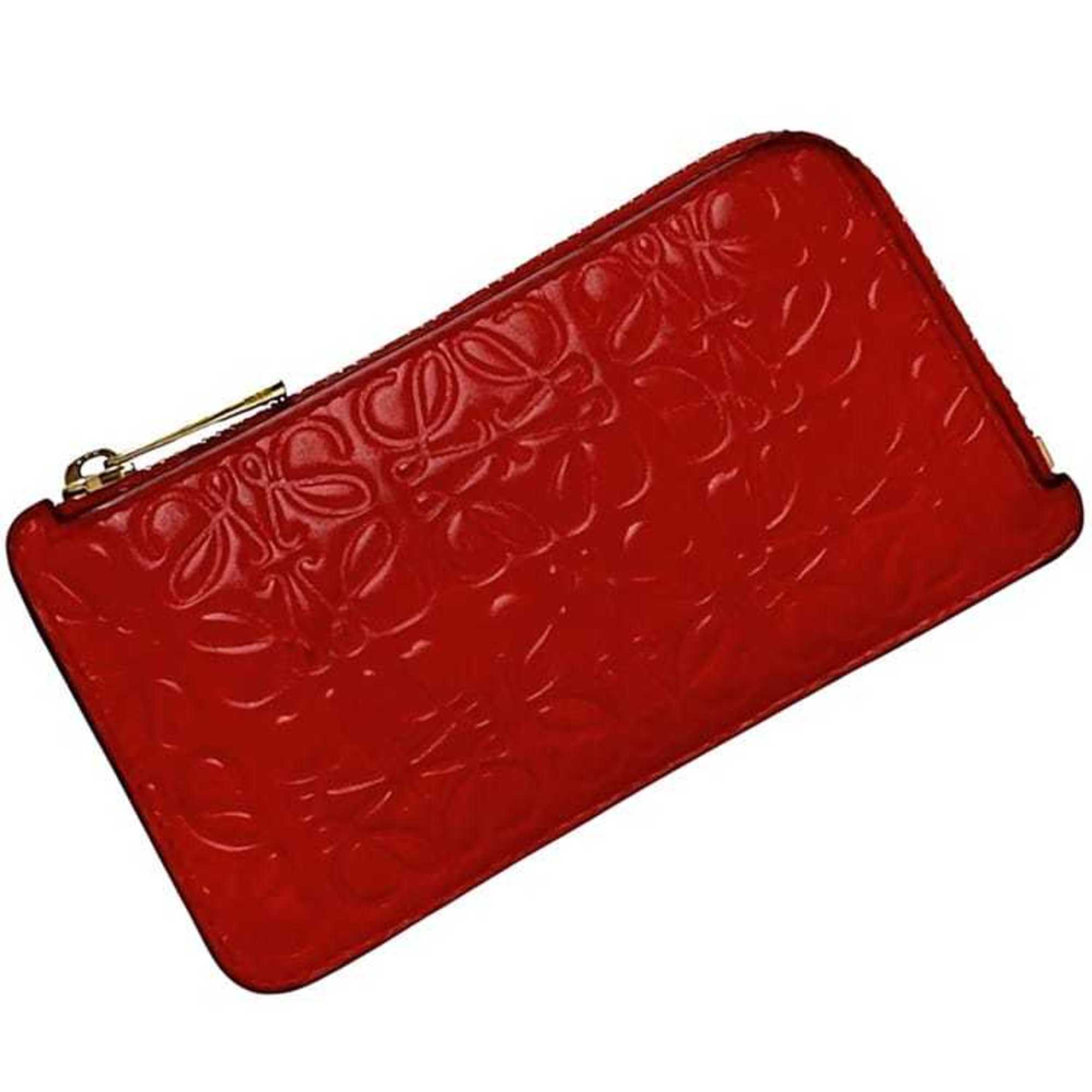 Loewe Red Color Leather Long Wallet (Bi-Fold) (Pre-Owned)