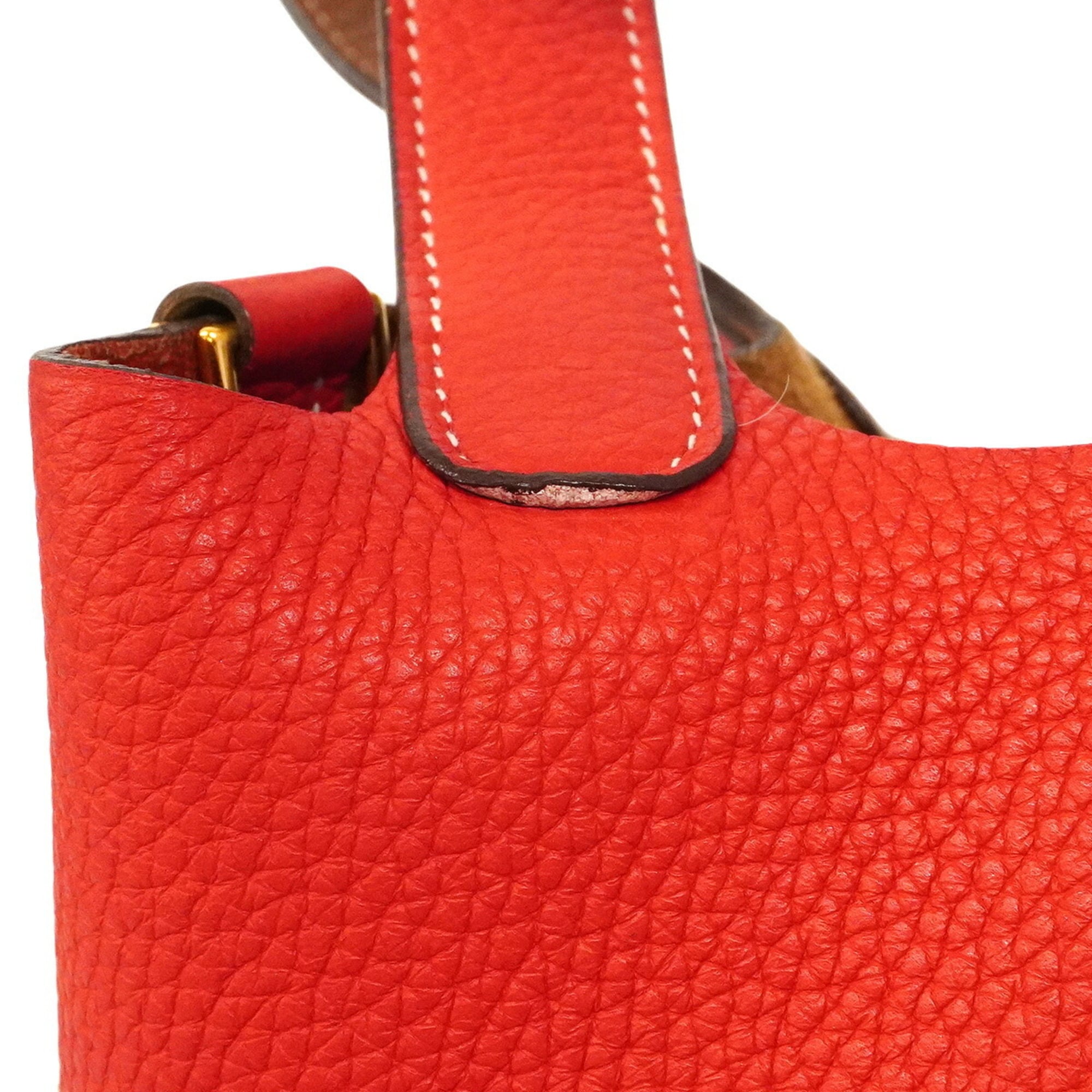Hermes Gold Taurillon Clemence Leather Handbag (Pre-Owned)