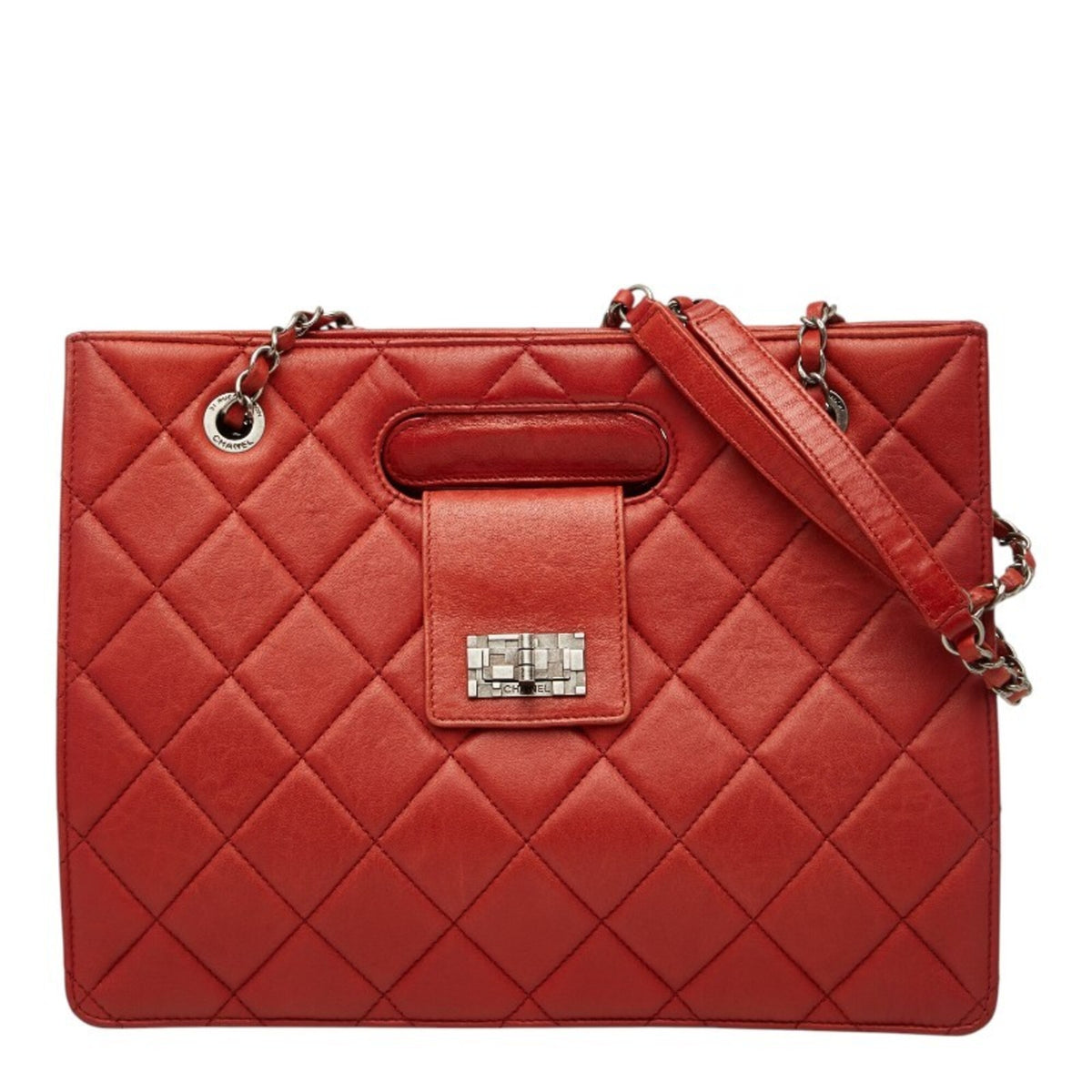 Chanel Red Color Leather Handbag Shoulder Bag (Pre-Owned)