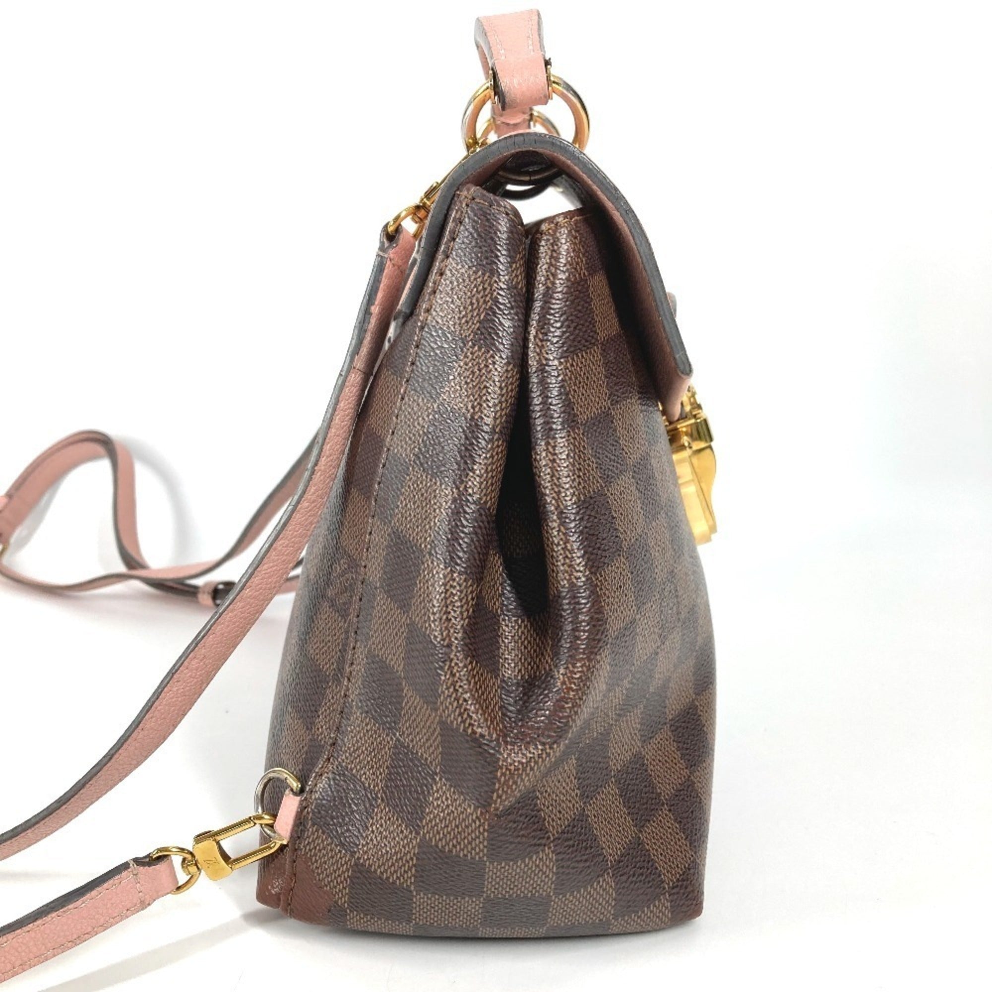 Louis Vuitton Brown Pink Damier Canvas Backpack Handbag (Pre-Owned)
