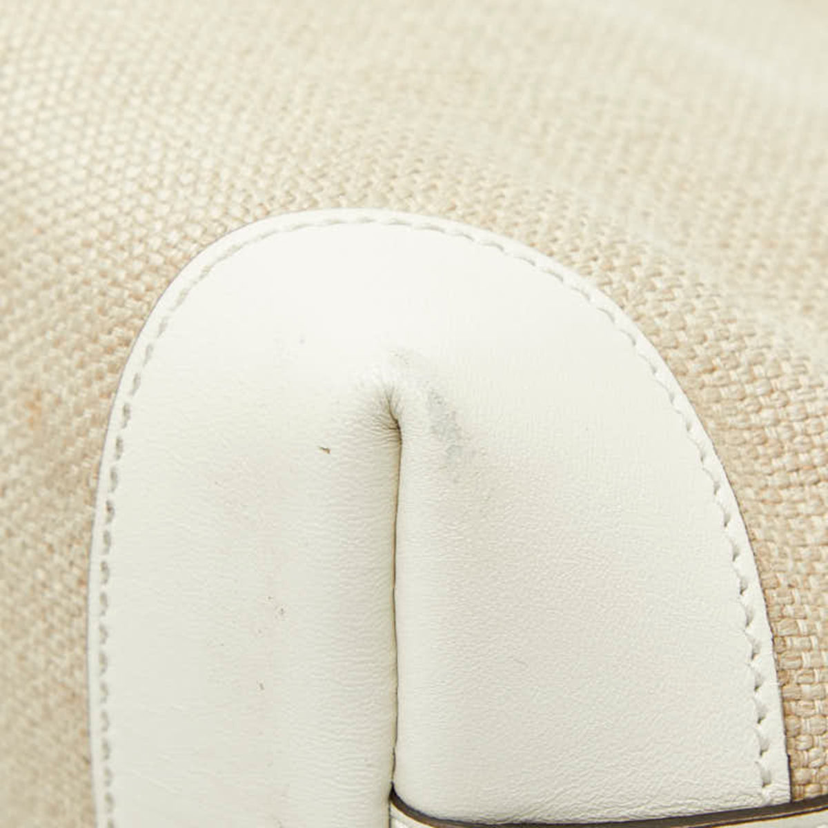 Gucci Beige White Canvas Leather Shoulder Bag Tote Bag (Pre-Owned)