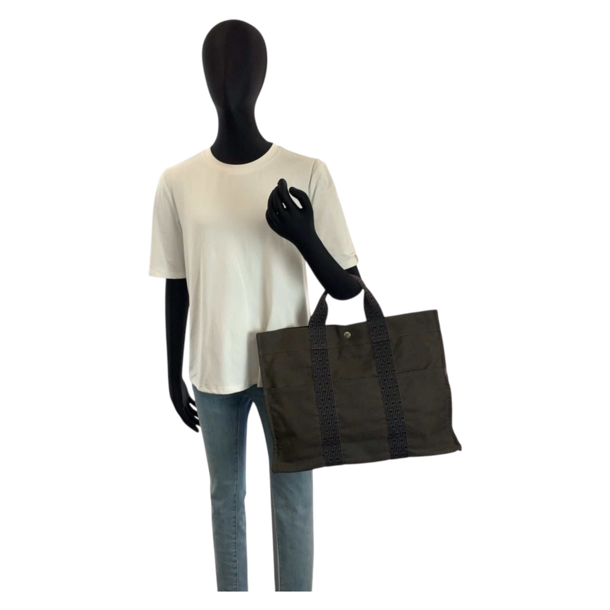 Hermes Gray Polyamide Polyester Handbag Tote Bag (Pre-Owned)