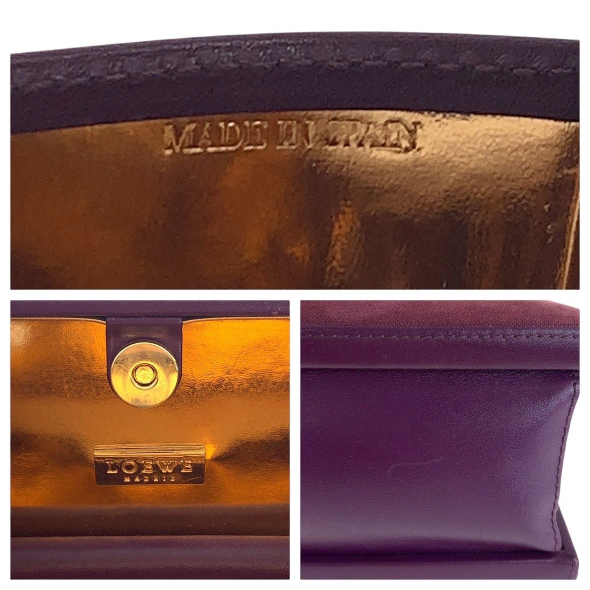Loewe Gold Purple Suede Leather Handbag Shoulder Bag Tote Bag (Pre-Owned)