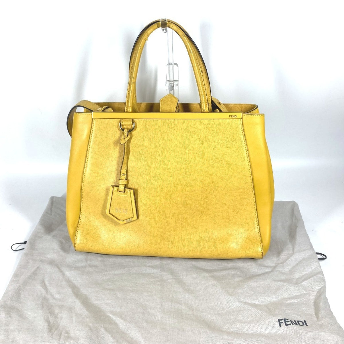 Fendi Yellow Leather Handbag Shoulder Bag Tote Bag (Pre-Owned)