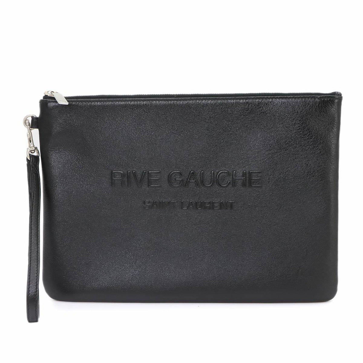 Saint Laurent Black Leather Clutch Bag Handbag (Pre-Owned)