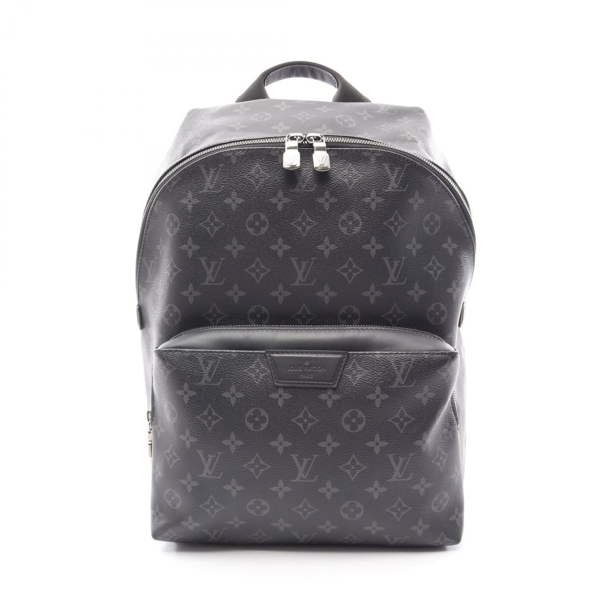 Louis Vuitton Black Coated Canvas Leather Backpack Handbag (Pre-Owned)
