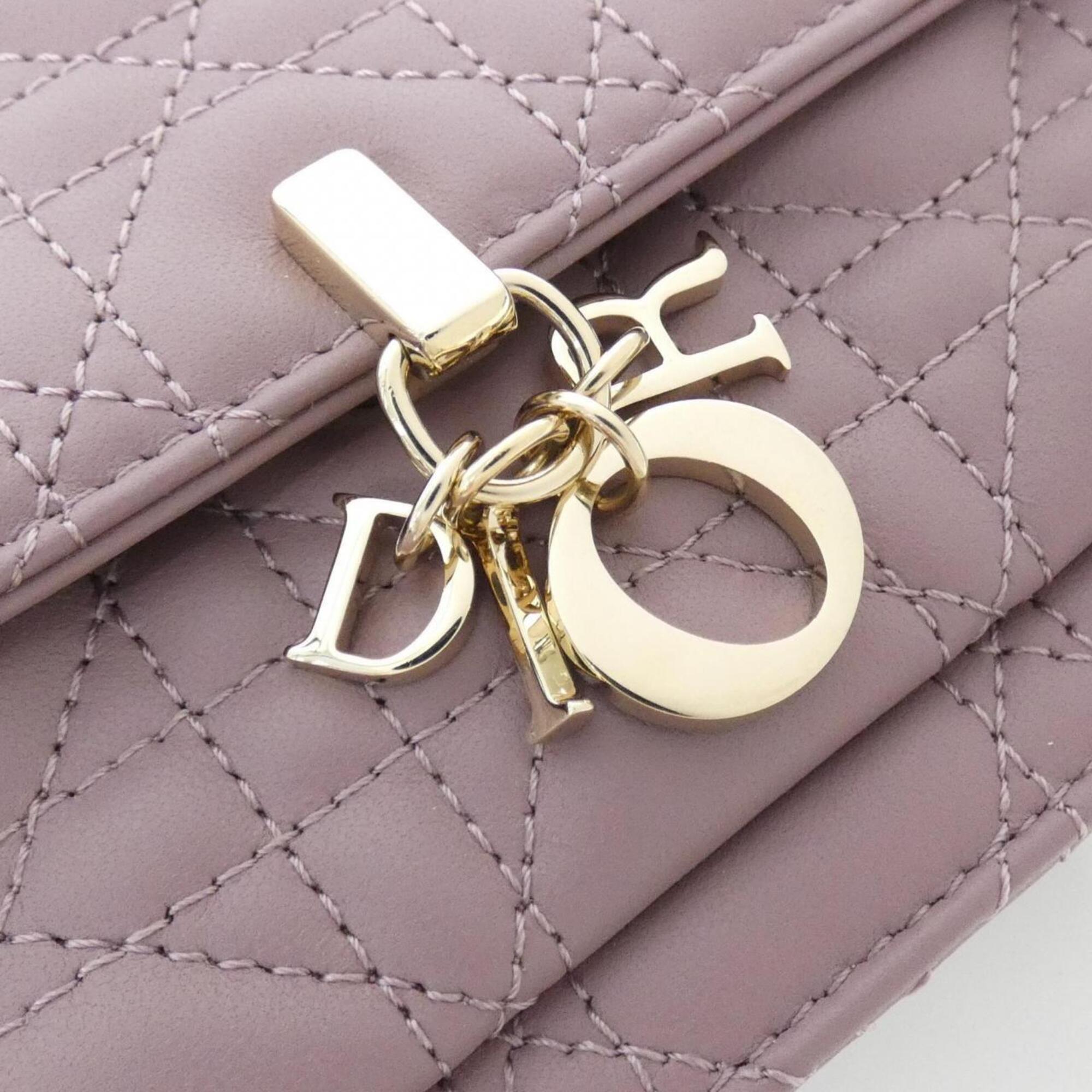Christian Dior Pink Leather Chain/Shoulder Wallet (Pre-Owned)